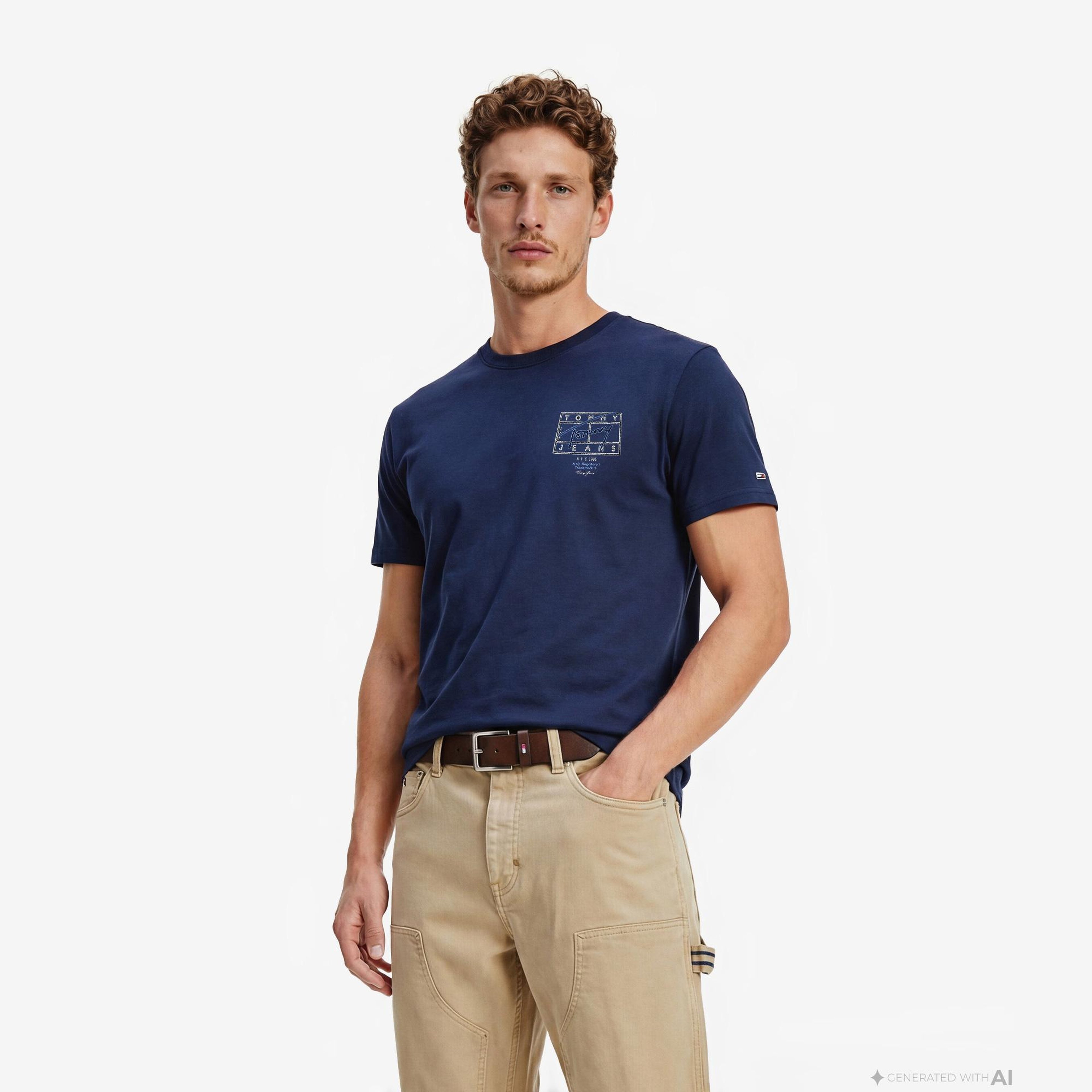 Tommy Hilfiger Signature Erkek Lacivert T-Shirt