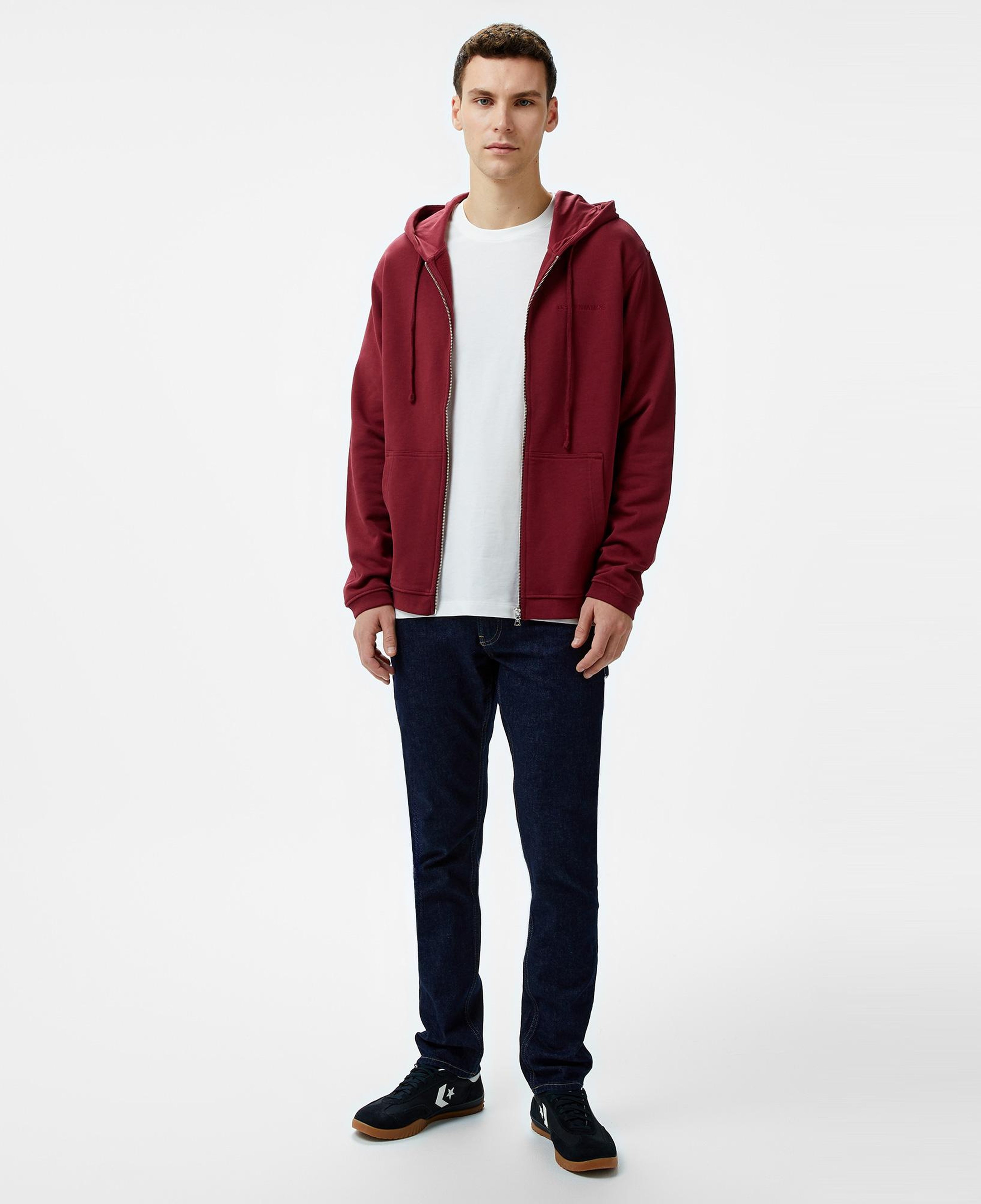 Les Benjamins Zip 301 Erkek Bordo Hoodie