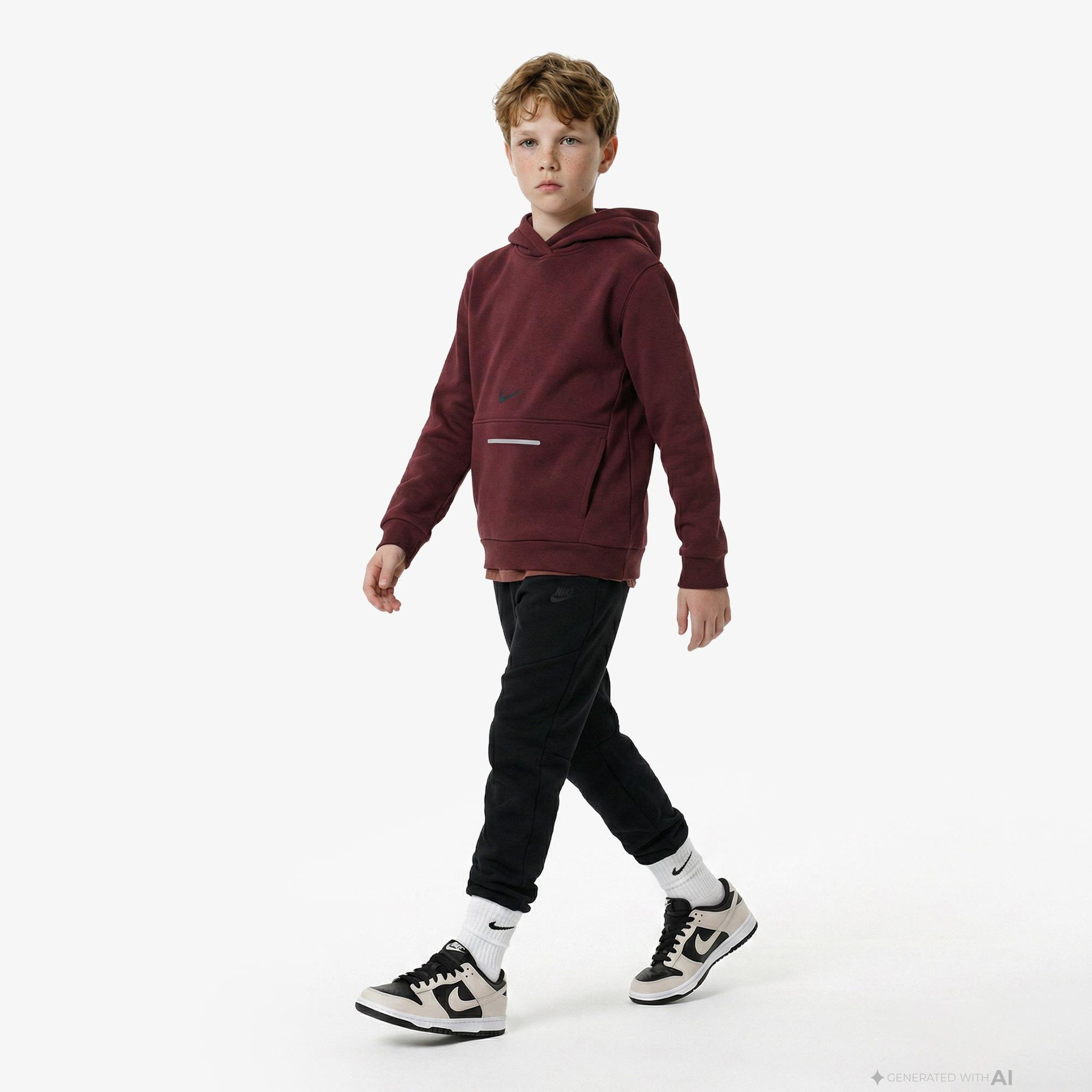 Nike Sportswear Club Fleece Çocuk Bordo Kapüşonlu Hoodie