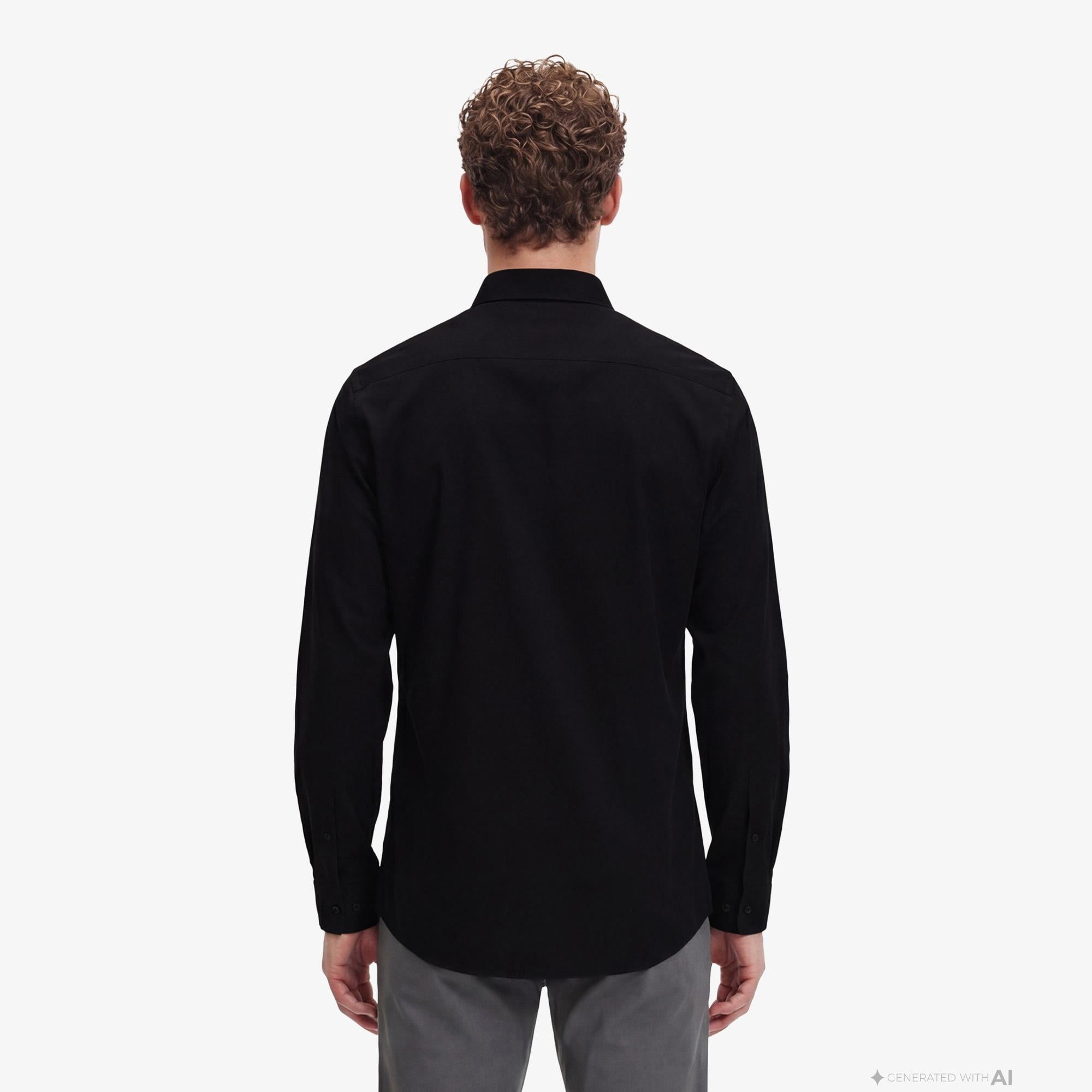 Calvin Klein Solid Stretch Classic Erkek Siyah Gömlek