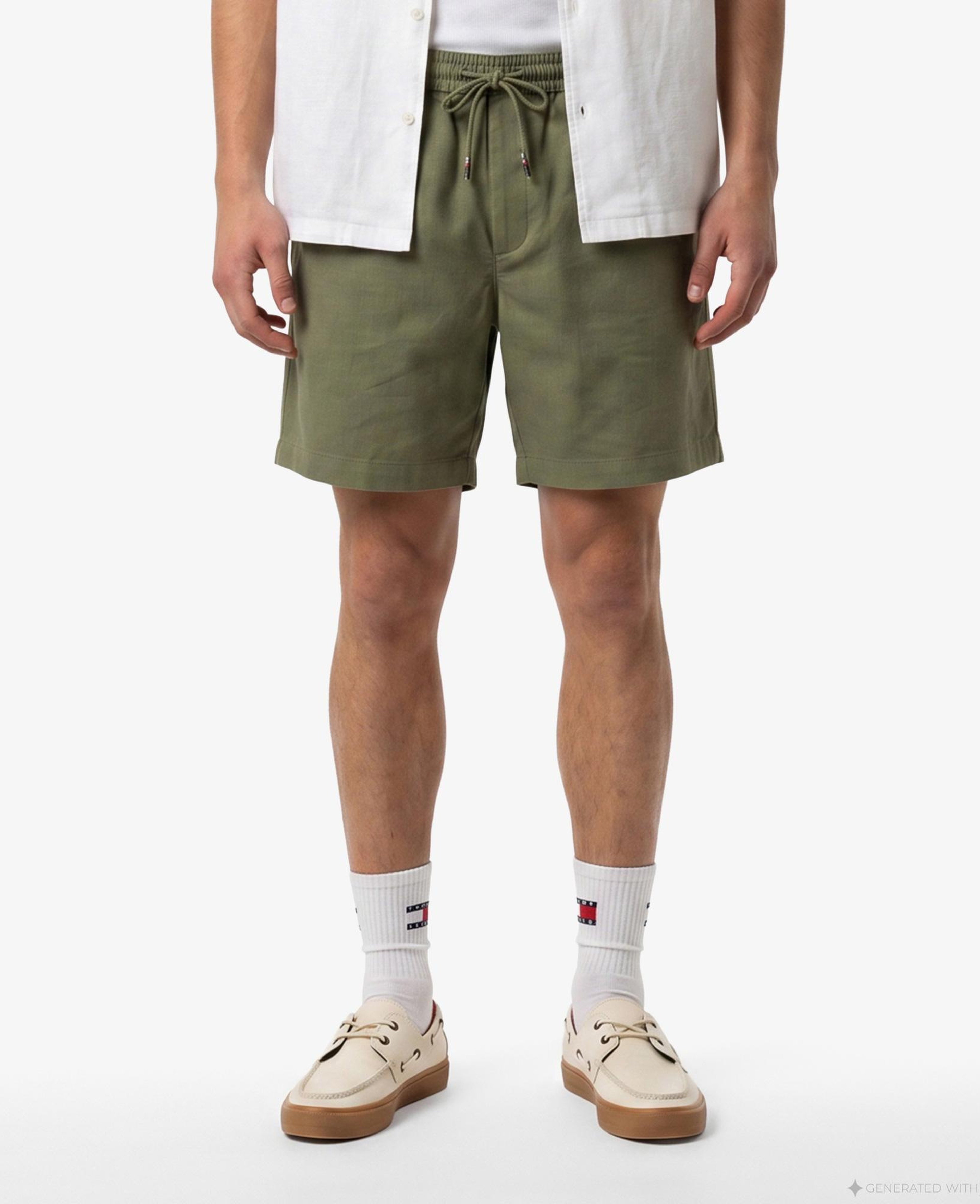 Tommy Hilfiger Seasonal Quality Erkek Yeşil Keten Şort