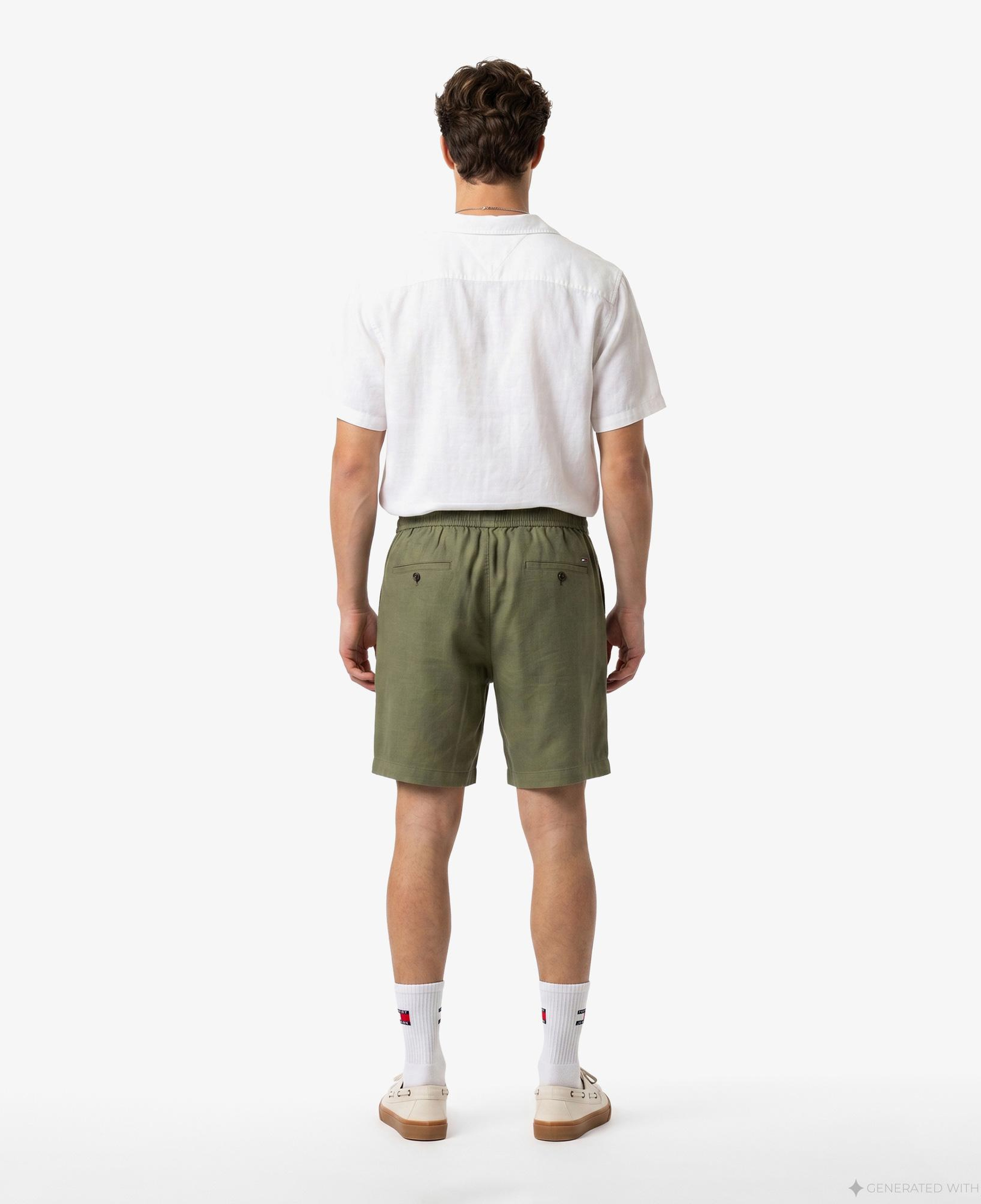 Tommy Hilfiger Seasonal Quality Erkek Yeşil Keten Şort