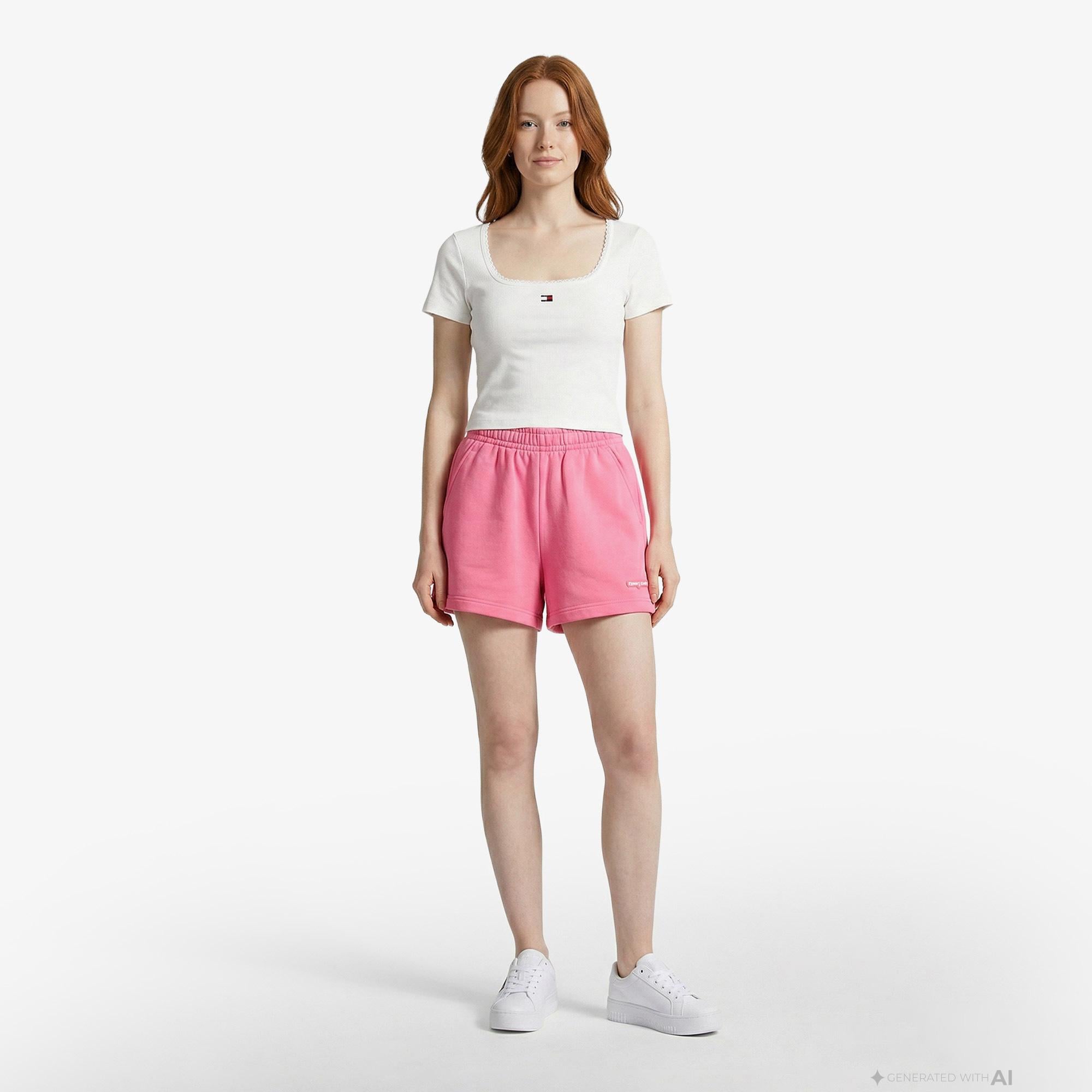 Tommy Hilfiger Script Kadın Pembe Şort