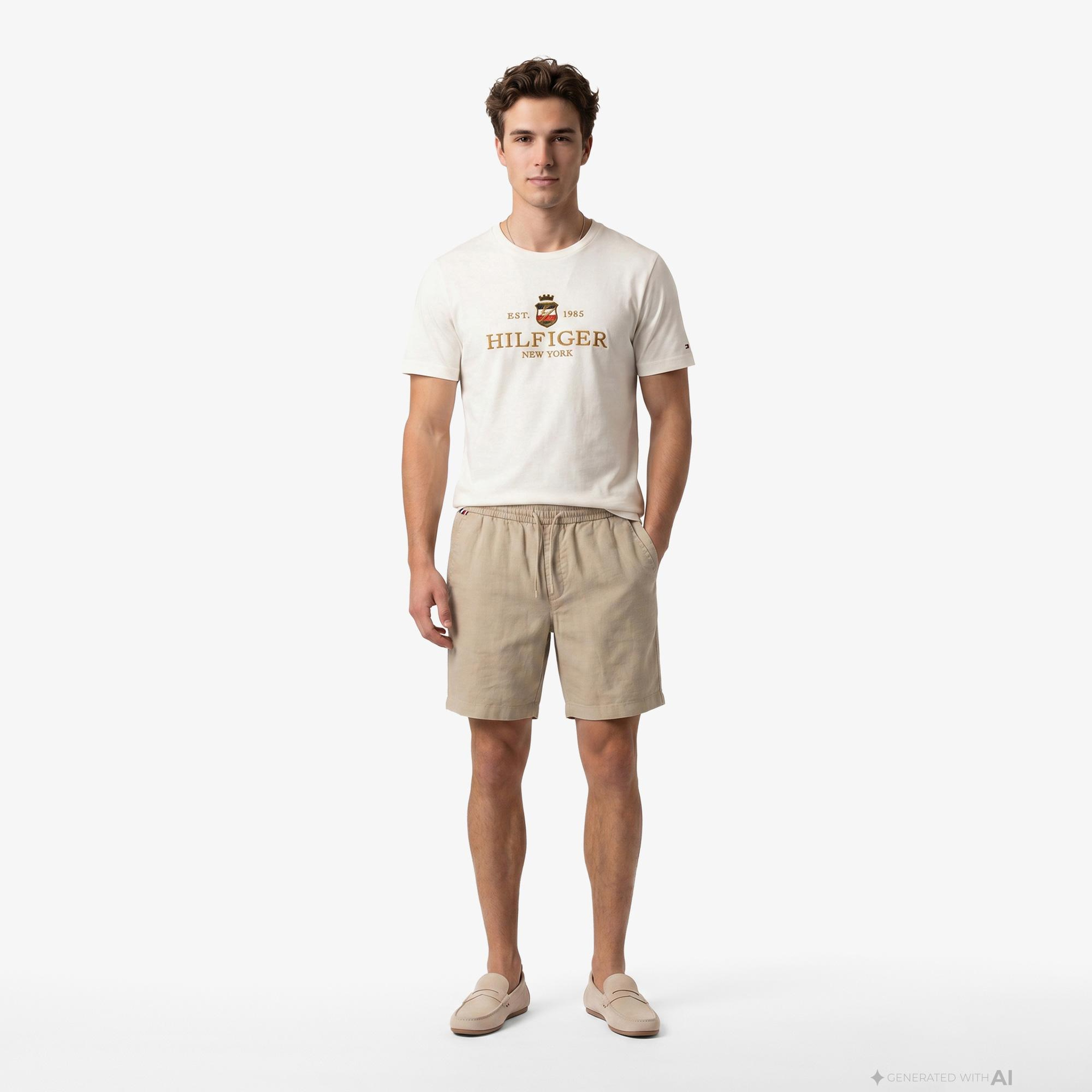 Tommy Hilfiger Seasonal Quality Erkek Bej Keten Şort