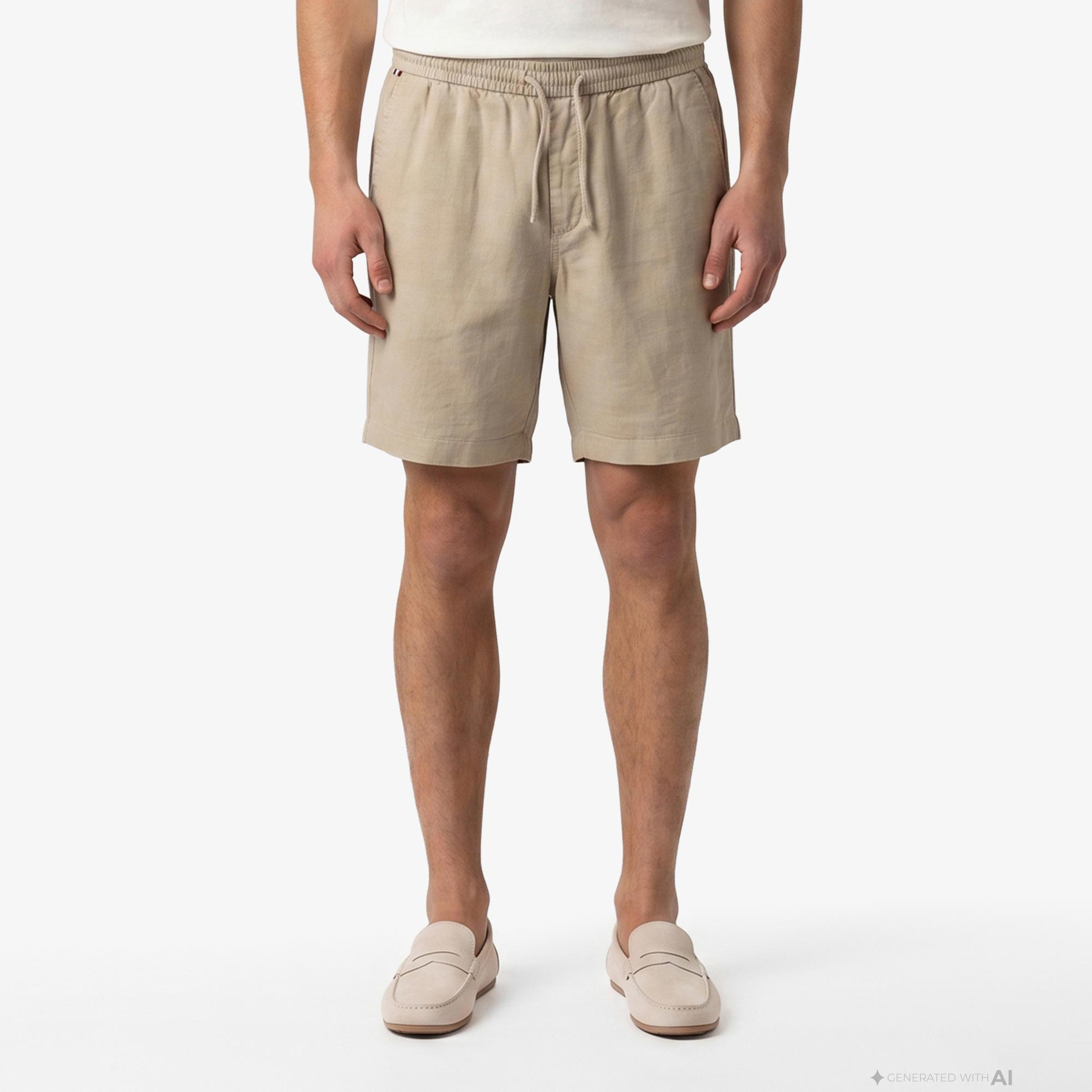 Tommy Hilfiger Seasonal Quality Erkek Bej Keten Şort