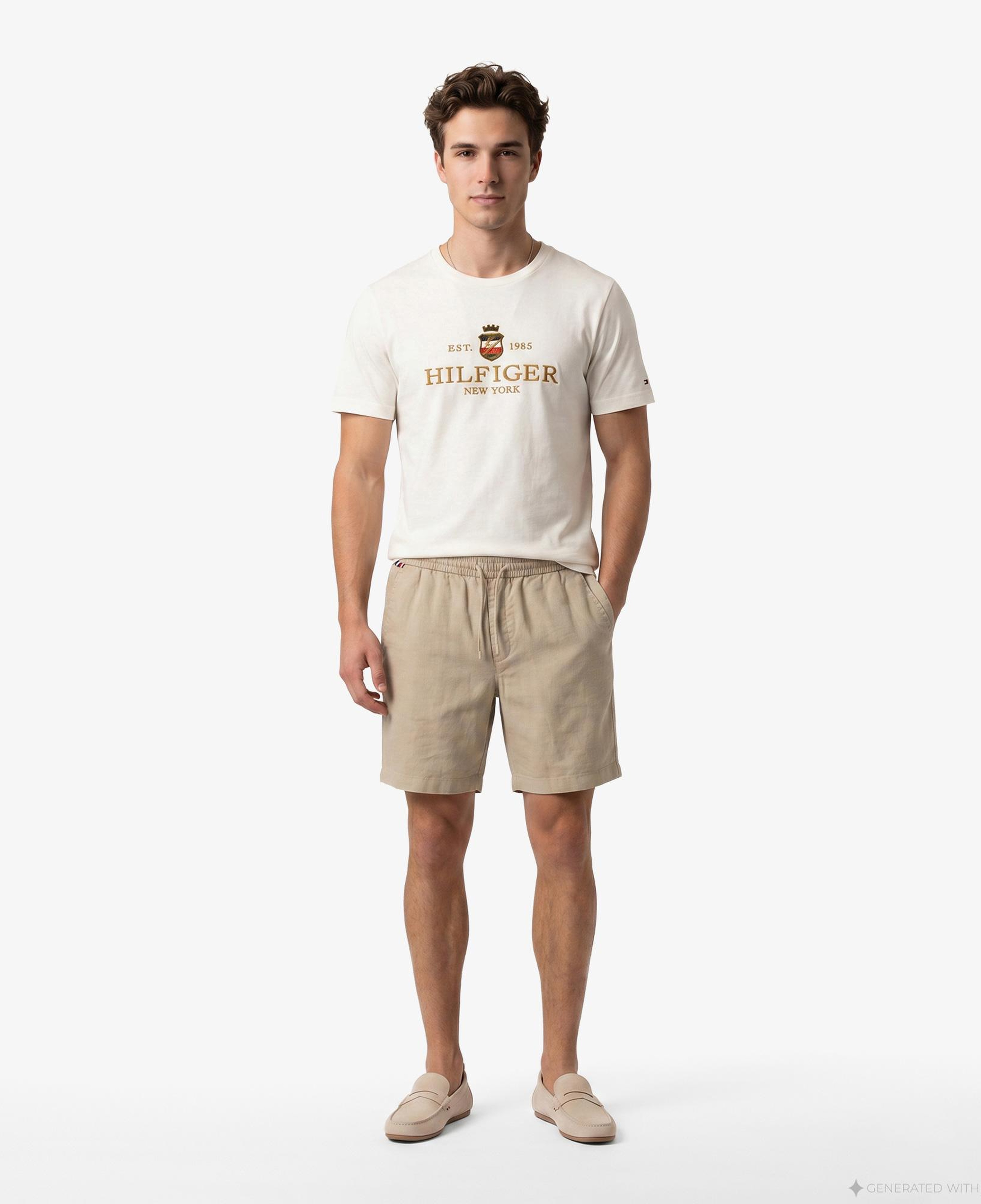 Tommy Hilfiger Seasonal Quality Erkek Bej Keten Şort