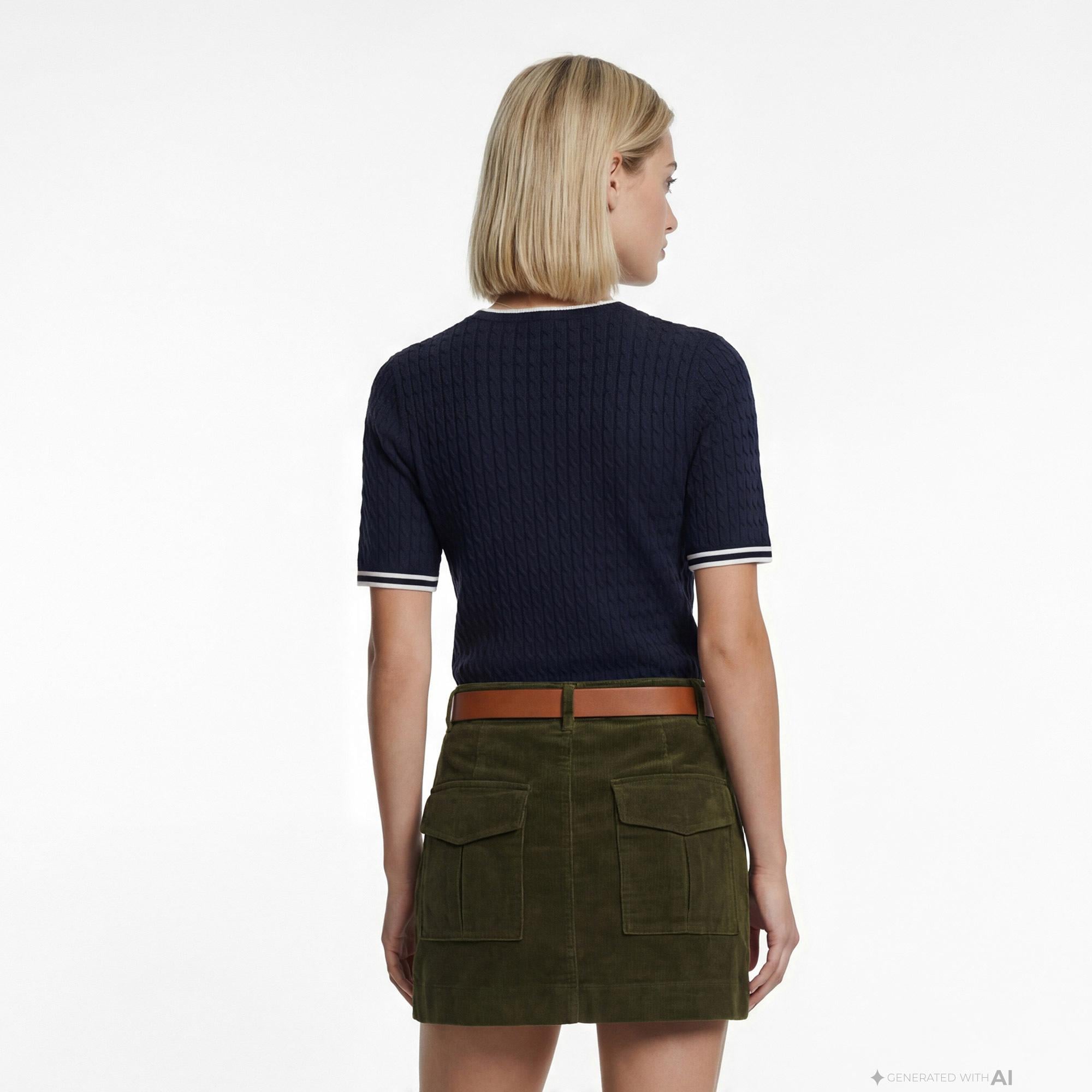 Tommy Hilfiger Cable Fine Kadın Lacivert Triko