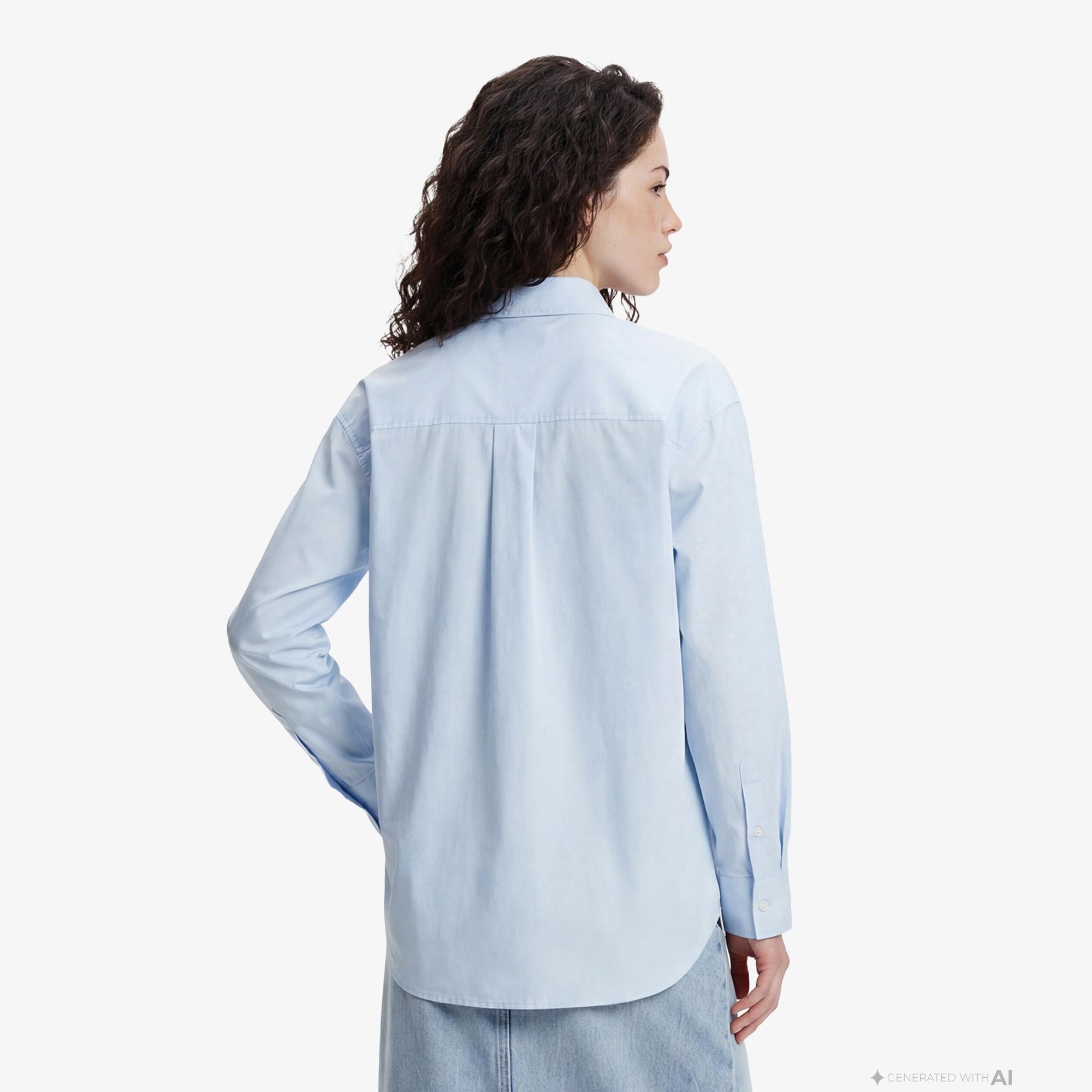 Calvin Klein Poplin Relaxed Kadın Gri Gömlek