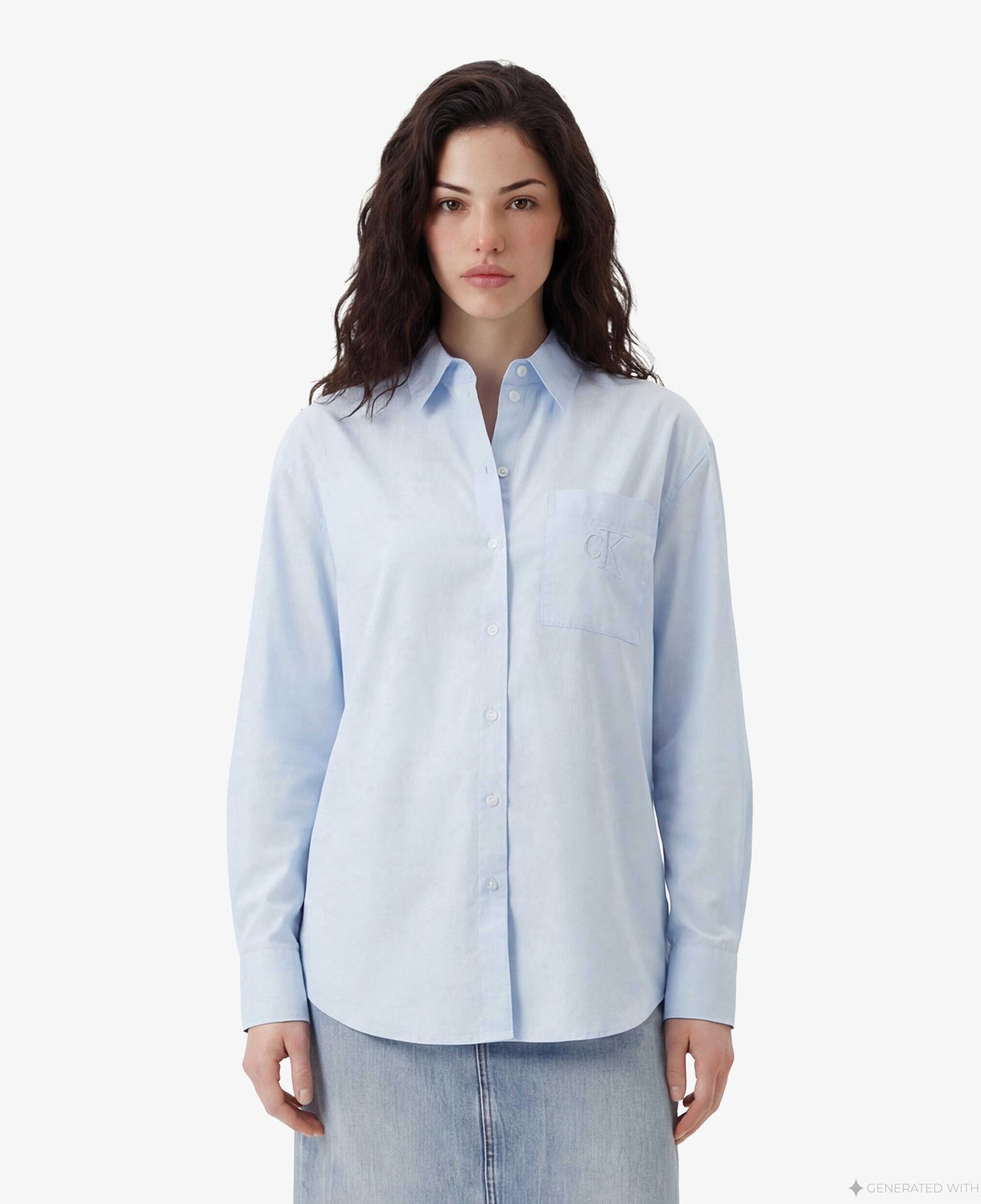 Calvin Klein Poplin Relaxed Kadın Gri Gömlek