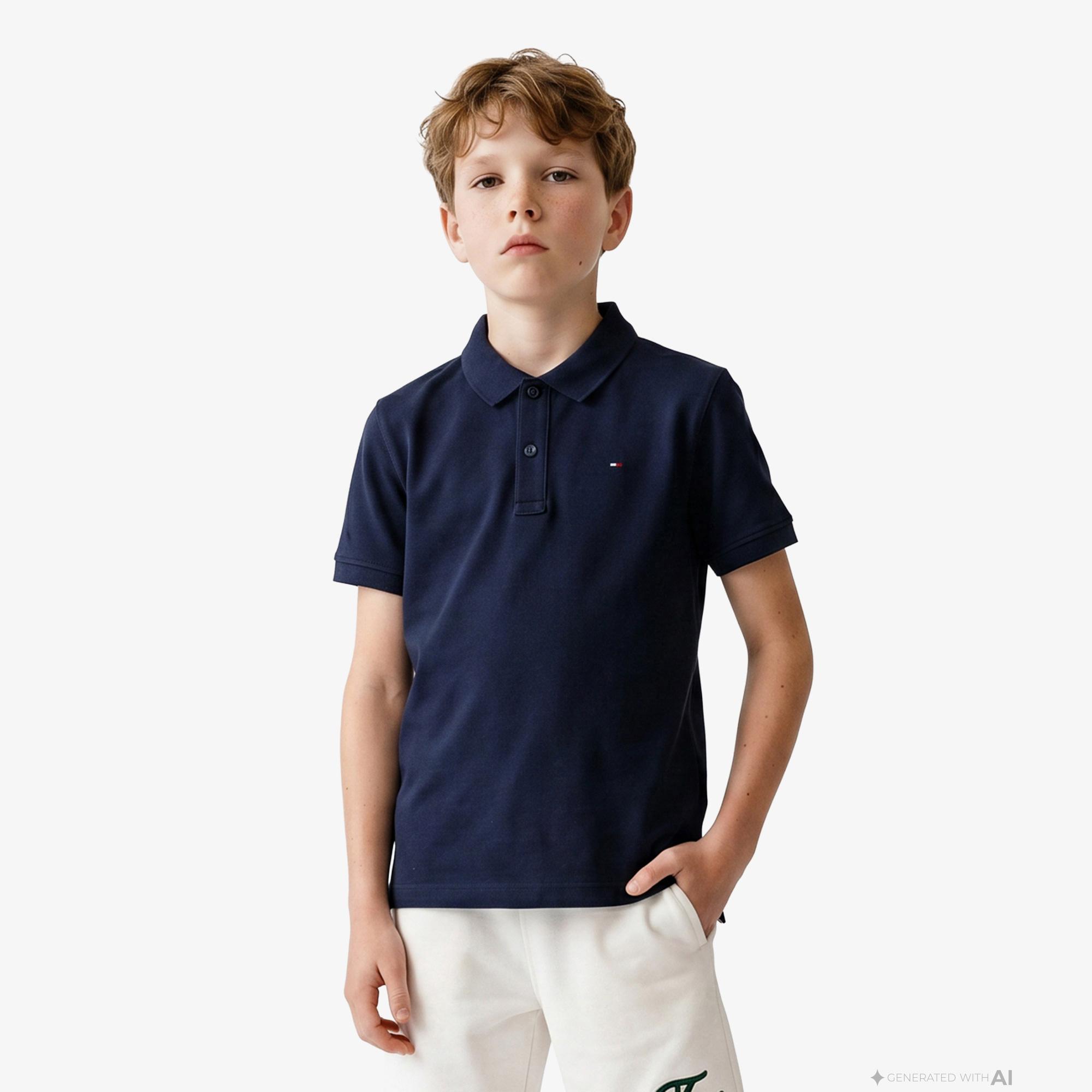 Tommy Hilfiger Essentials Çocuk Lacivert Polo Yaka T-Shirt