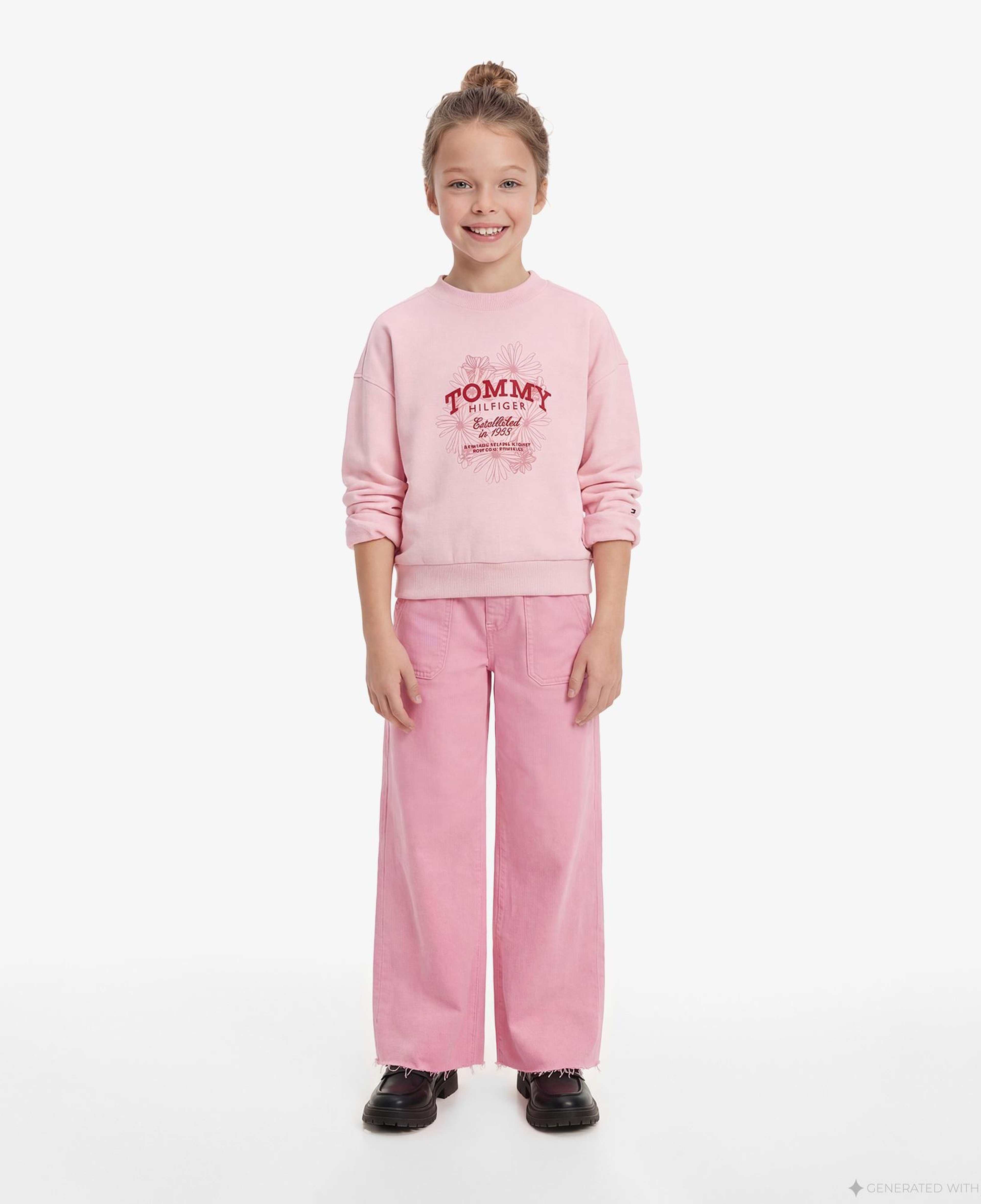 Tommy Hilfiger Flower Çocuk Pembe Sweatshirt