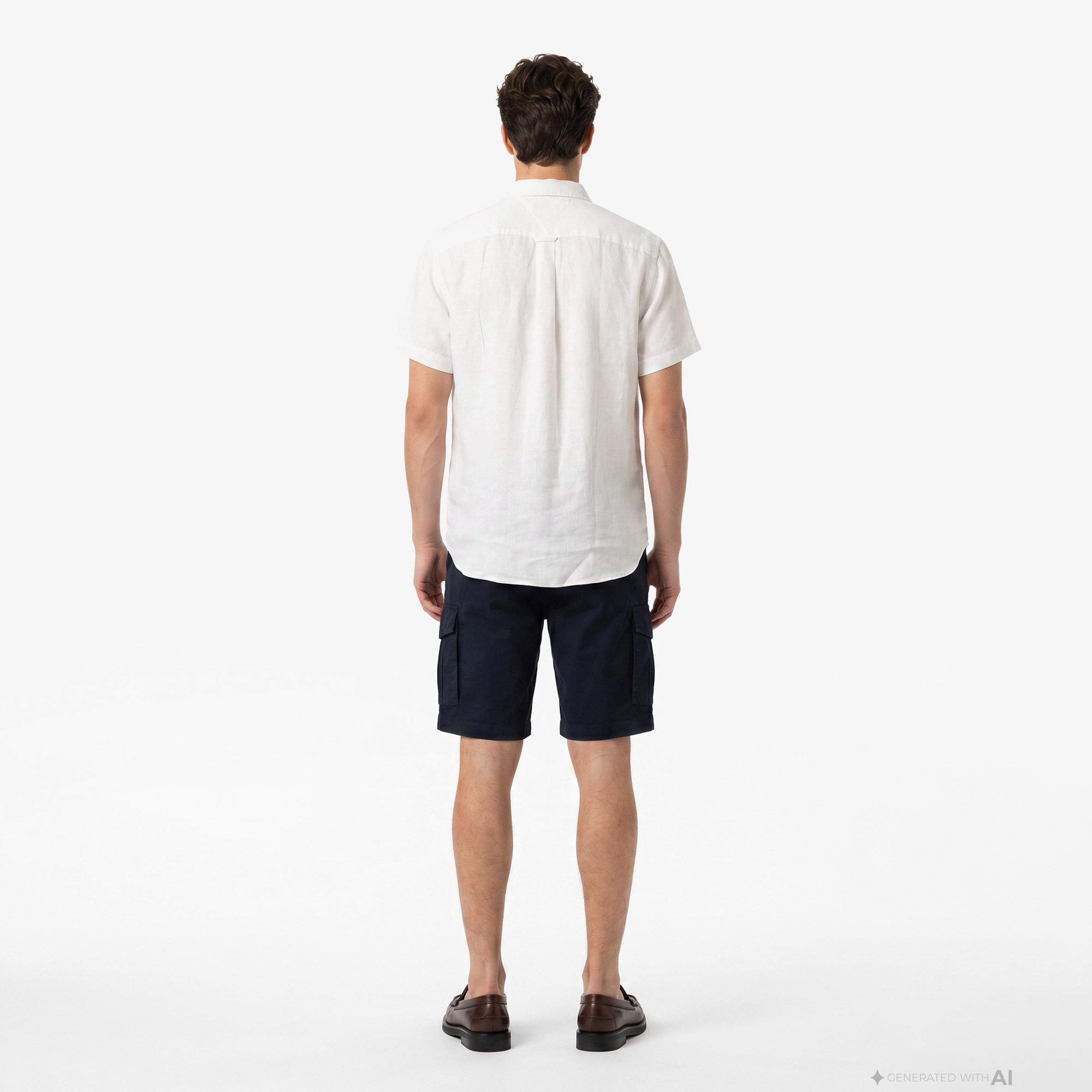 Tommy Hilfiger Inverse Climate Erkek Beyaz Keten Gömlek