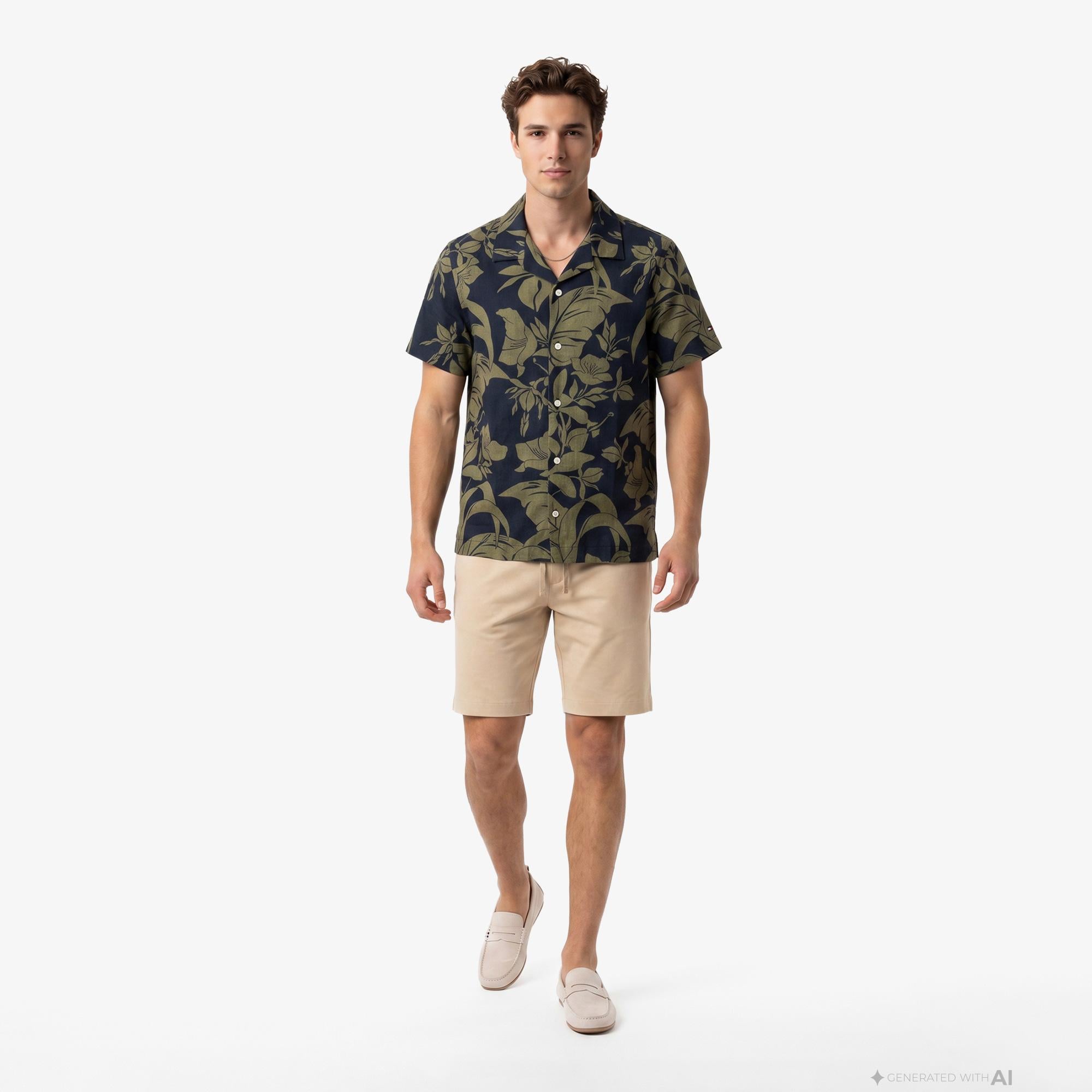 Tommy Hilfiger Mainline Erkek Lacivert Keten Gömlek