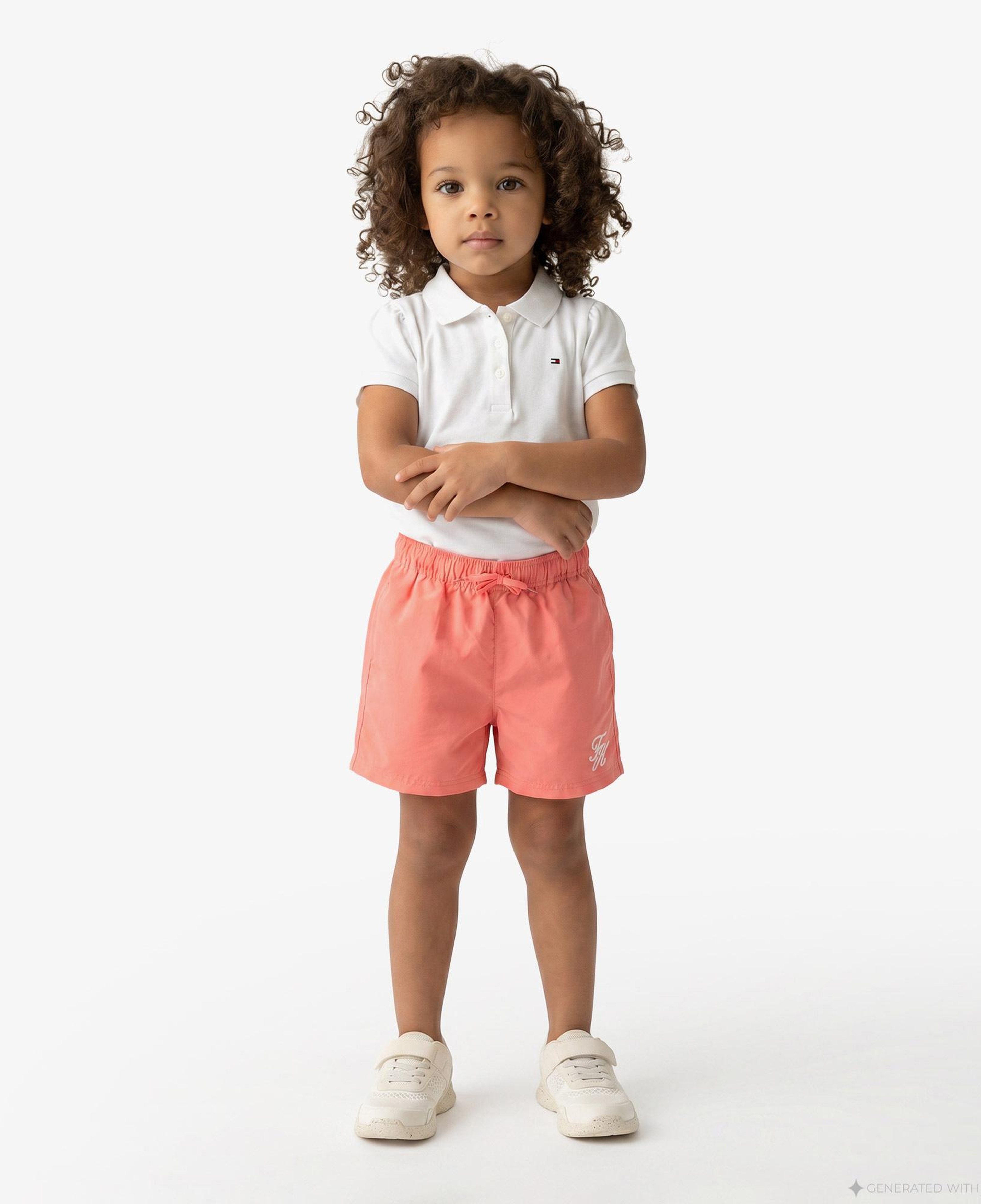 Tommy Hilfiger Script Çocuk Pembe Deniz Şortu