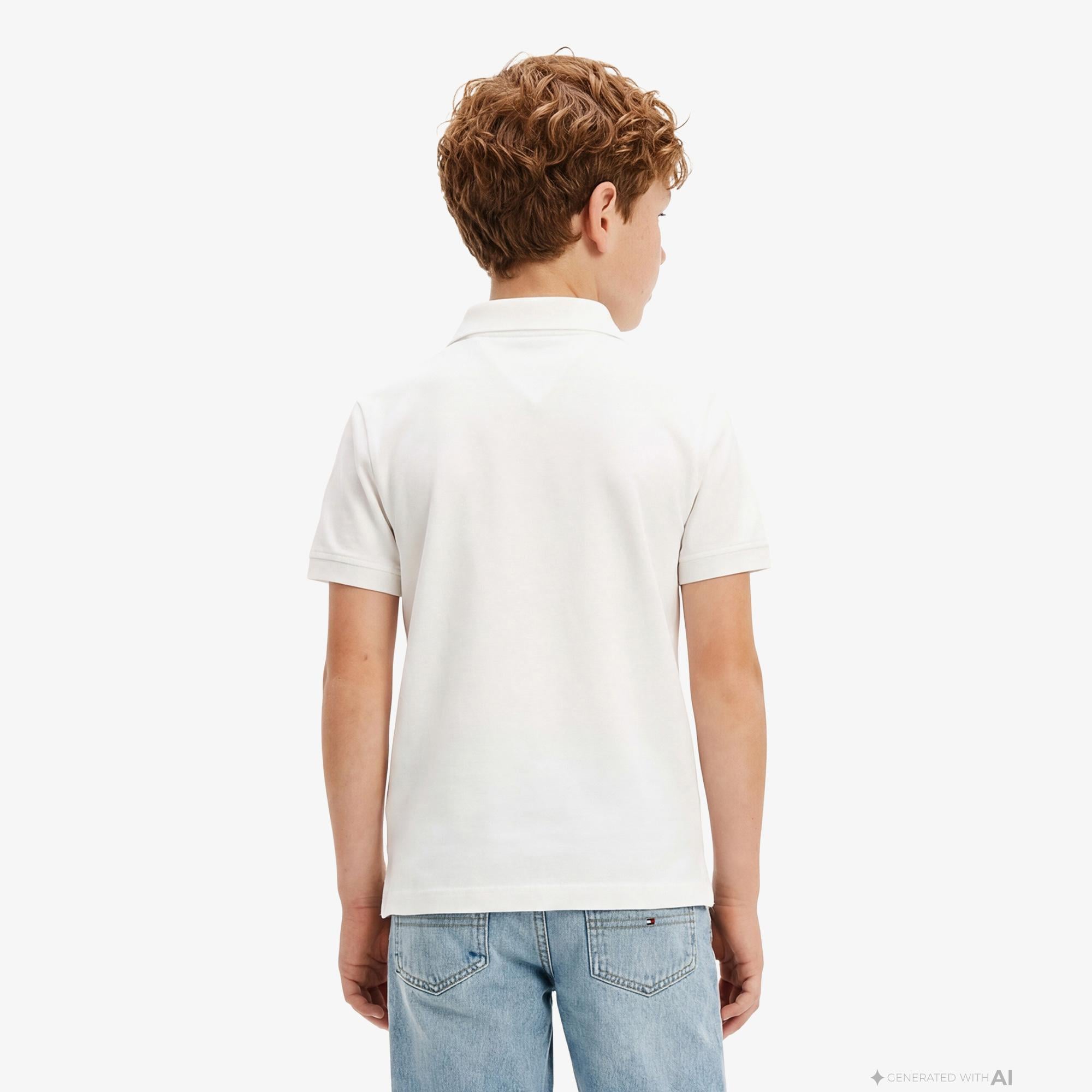 Tommy Hilfiger Essentials Çocuk Beyaz Polo Yaka T-Shirt