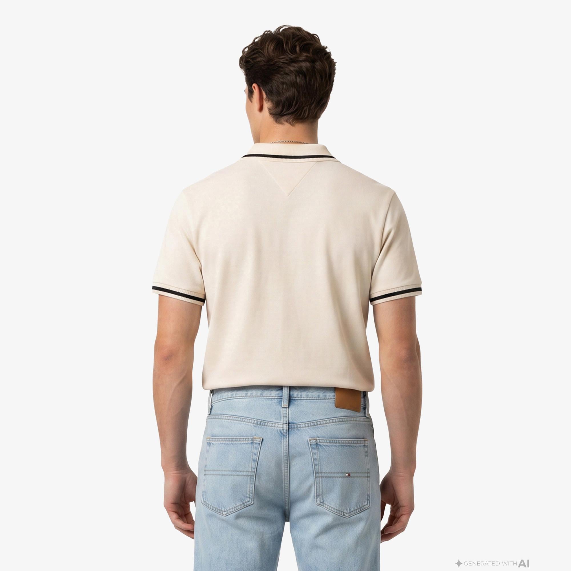 Tommy Hilfiger Country Club Erkek Krem Rengi Polo Yaka T-Shirt