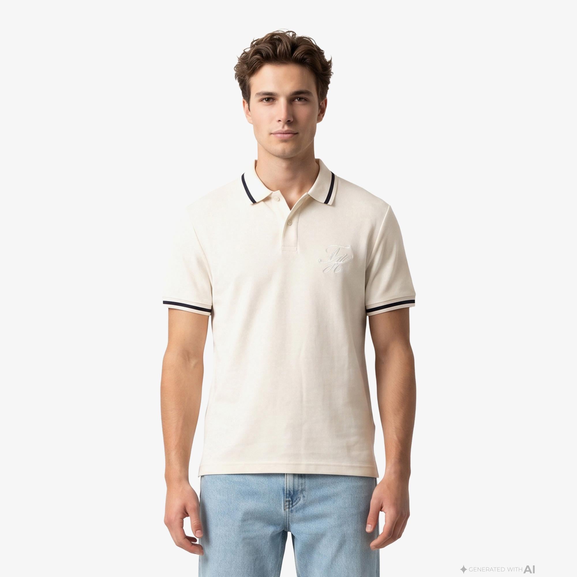 Tommy Hilfiger Country Club Erkek Krem Rengi Polo Yaka T-Shirt