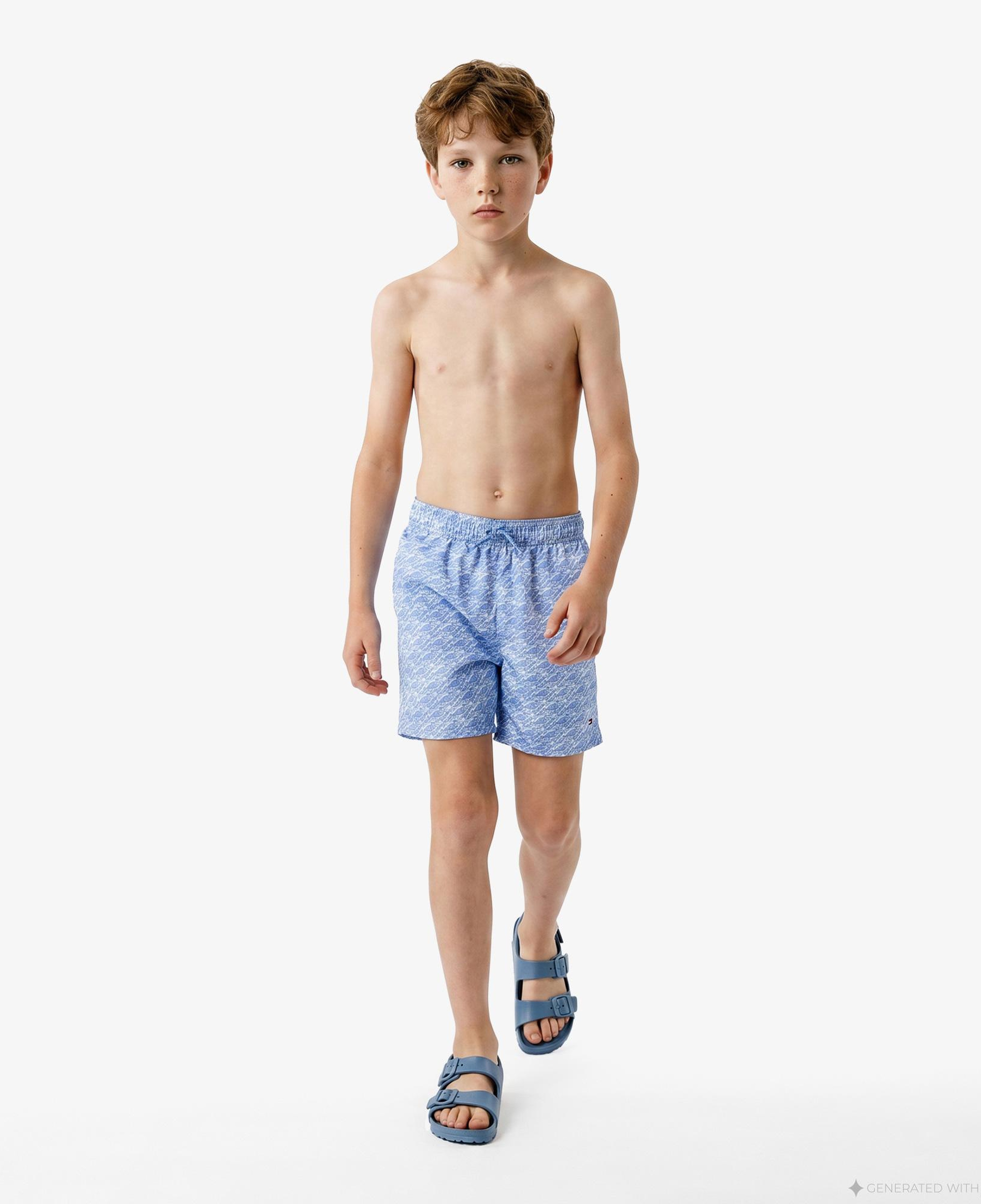 Tommy Hilfiger Print Çocuk Mavi Deniz Şortu