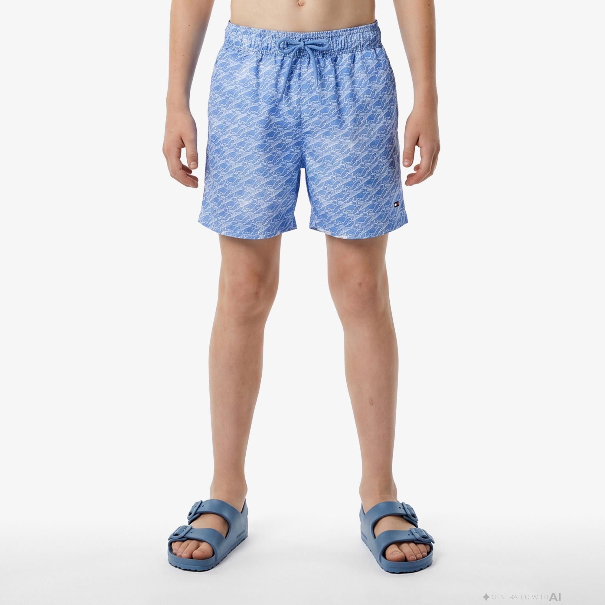 Tommy Hilfiger Print Çocuk Mavi Deniz Şortu