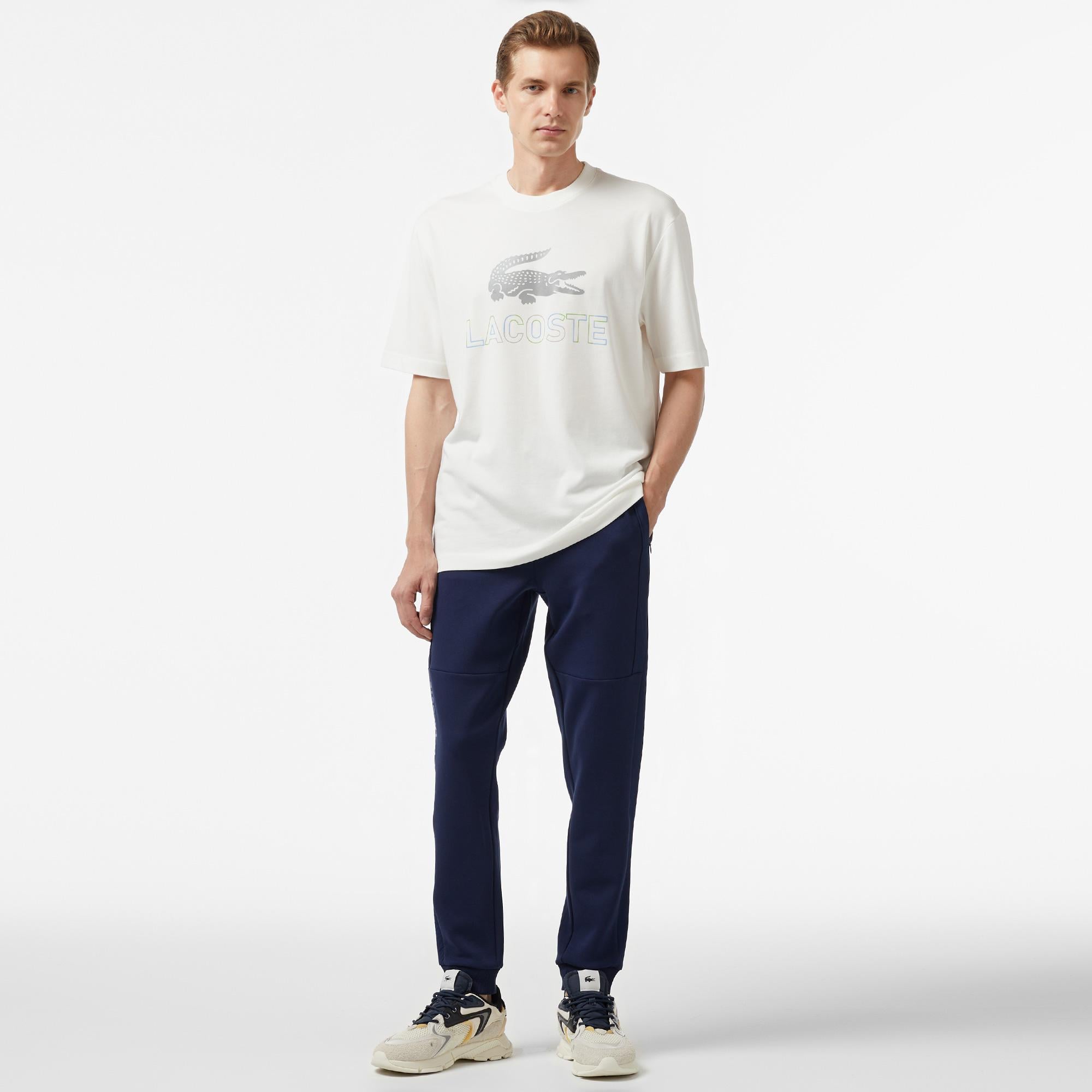 Erkek Regular Fit Bisiklet Yaka Baskılı Beyaz Modal Karışımlı T-Shirt