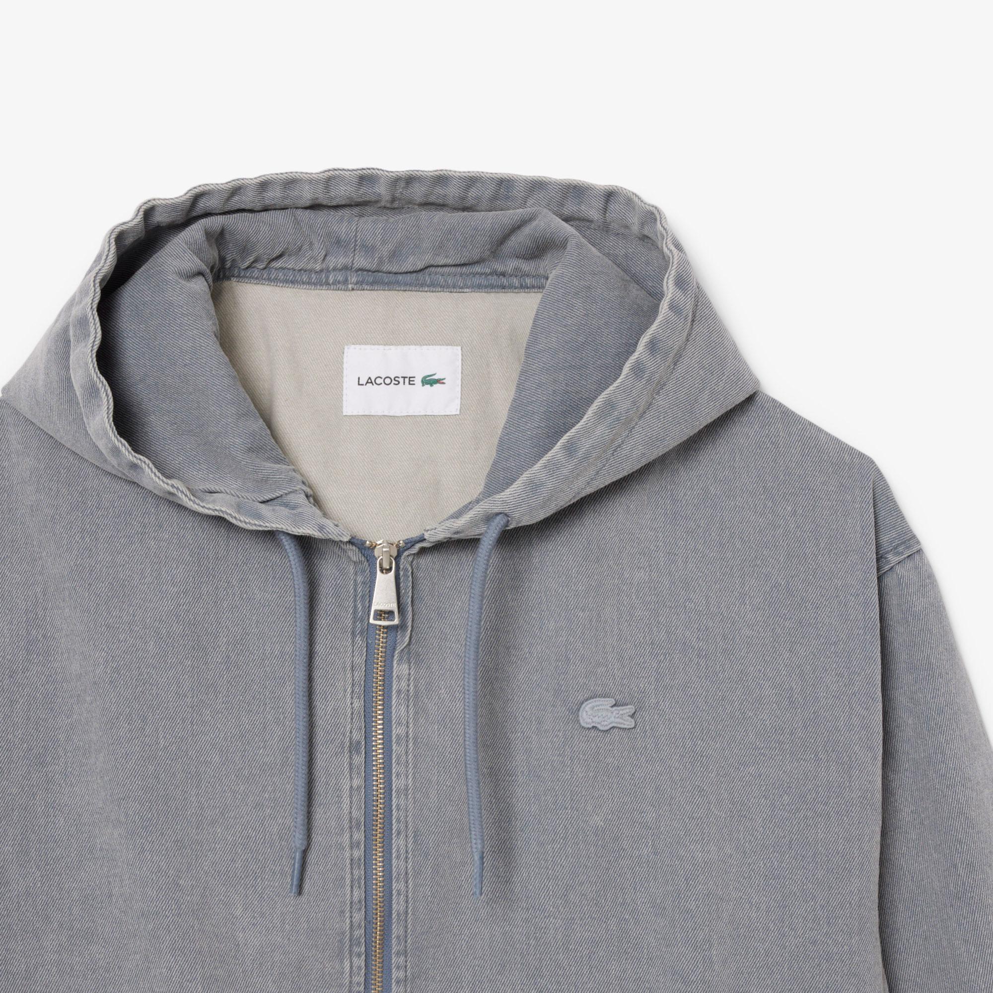 Lacoste Erkek Kapüşonlu Denim Gri Ceket