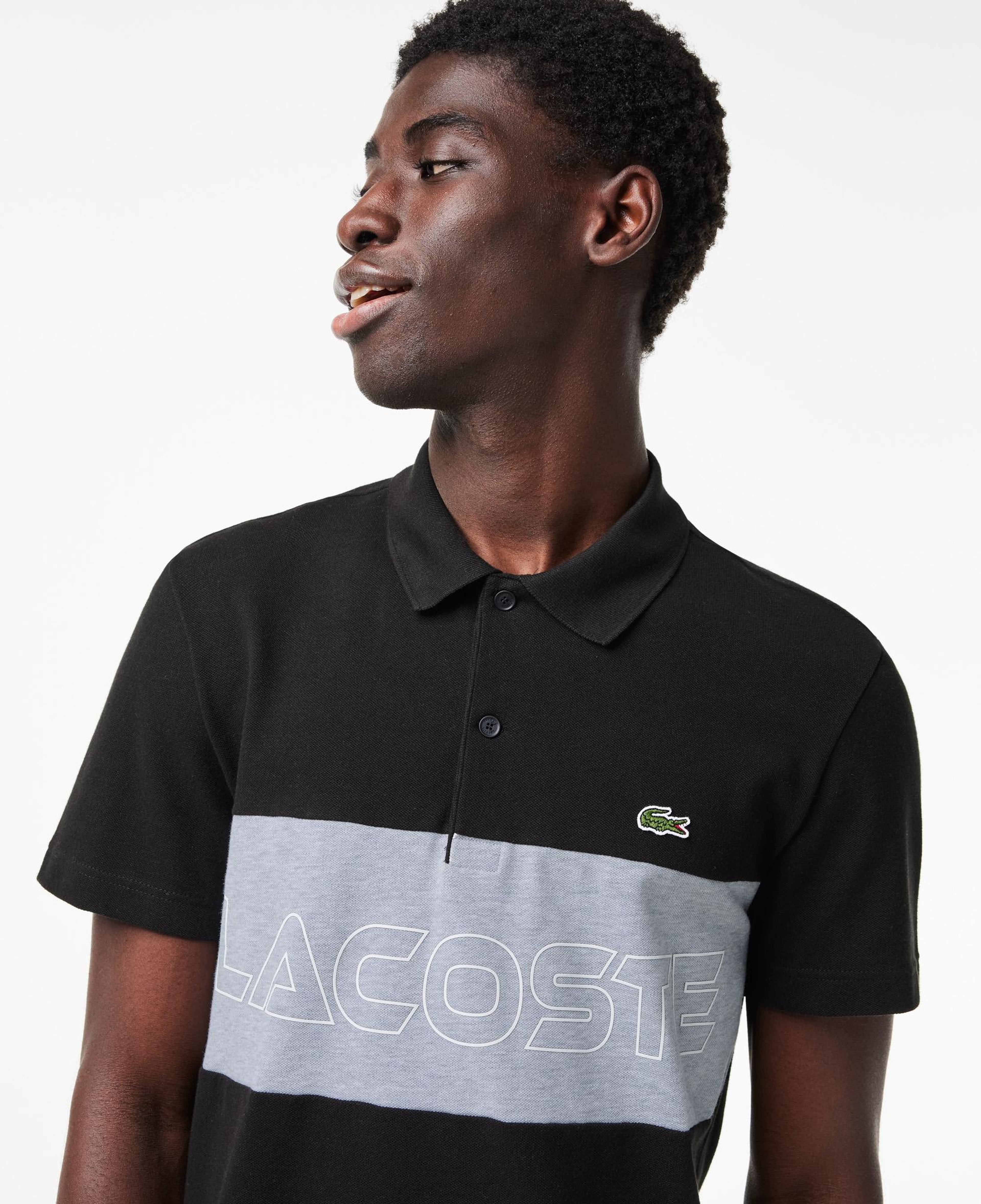 Erkek Regular Fit Renk Bloklu Siyah Polo