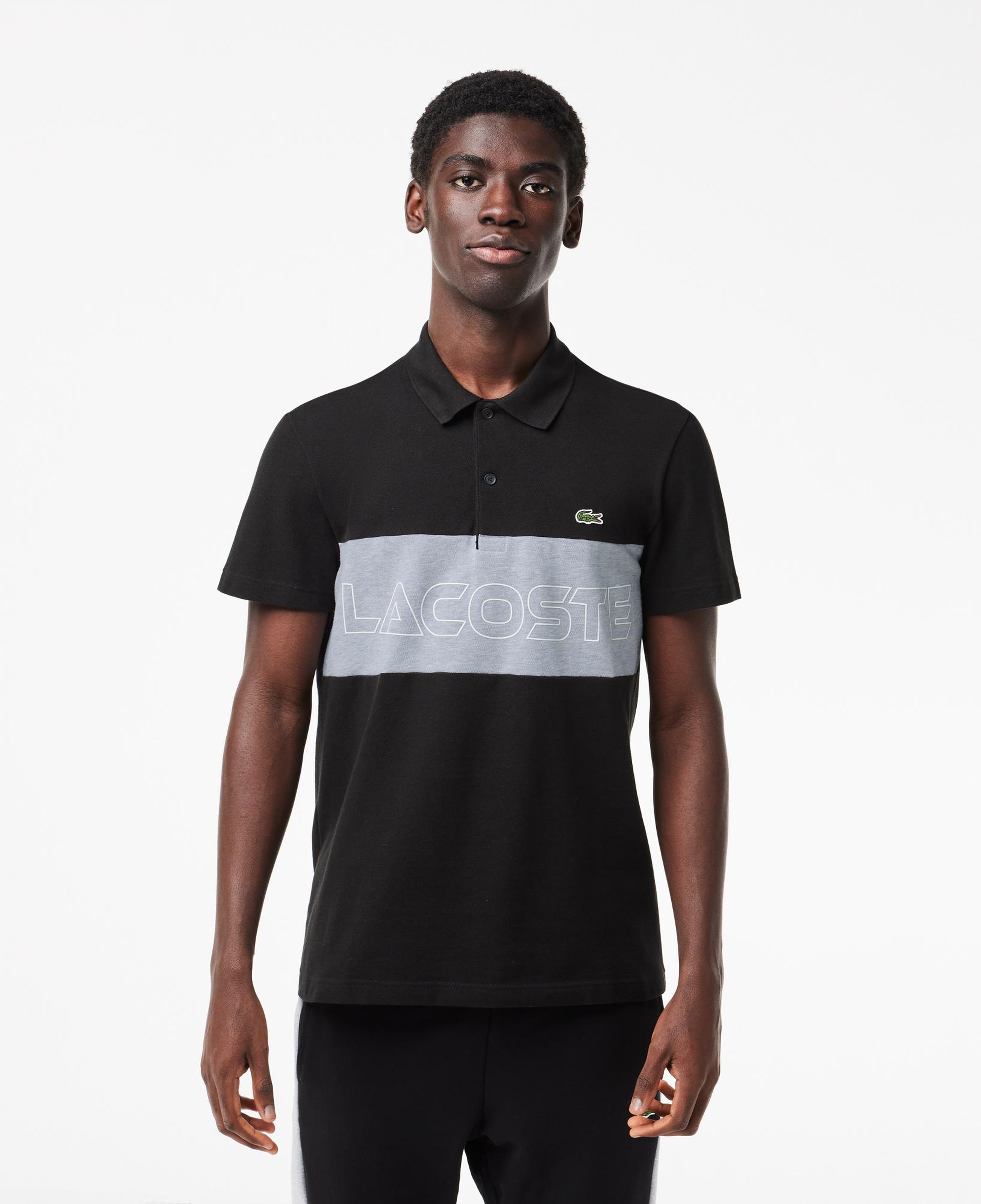 Erkek Regular Fit Renk Bloklu Siyah Polo