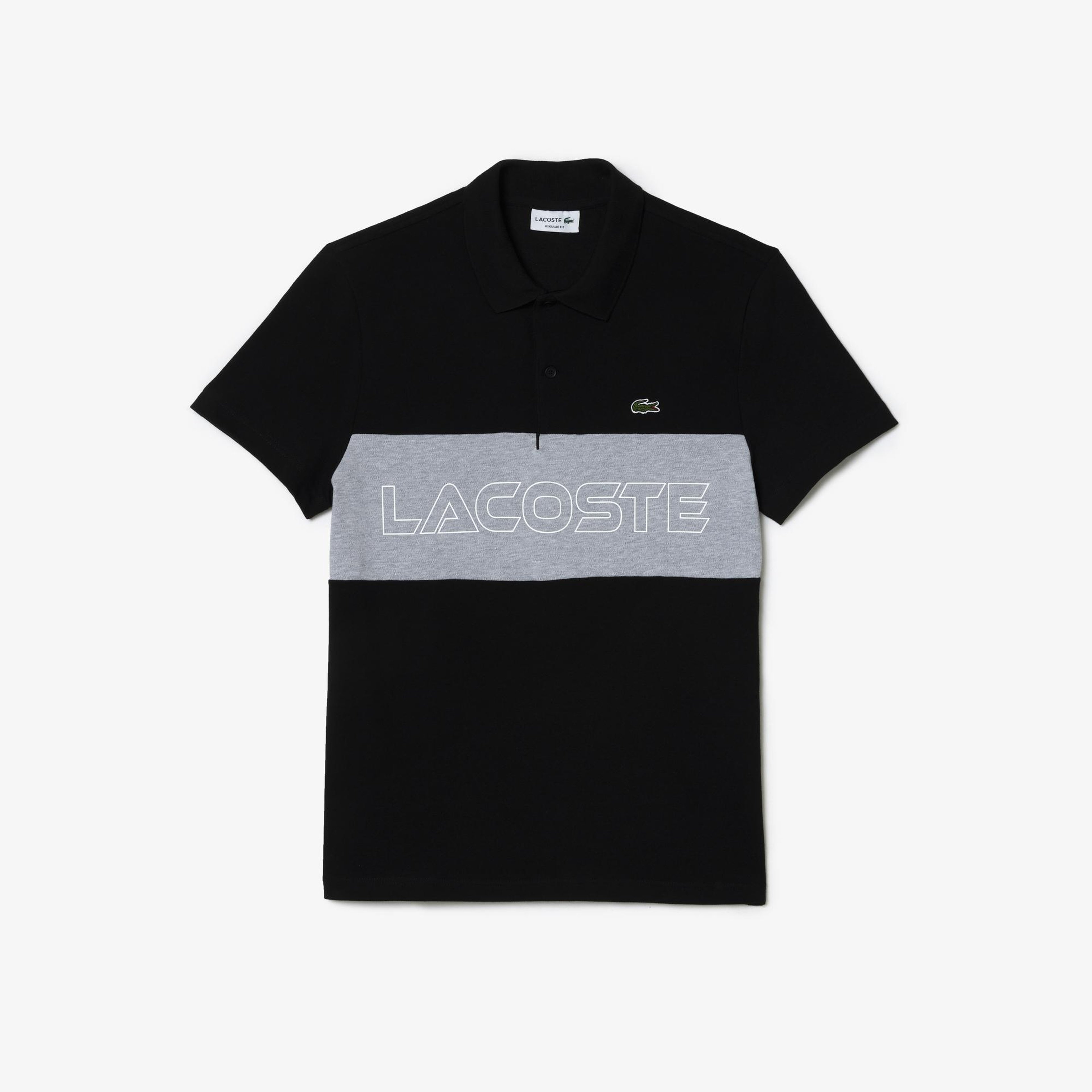 Erkek Regular Fit Renk Bloklu Siyah Polo