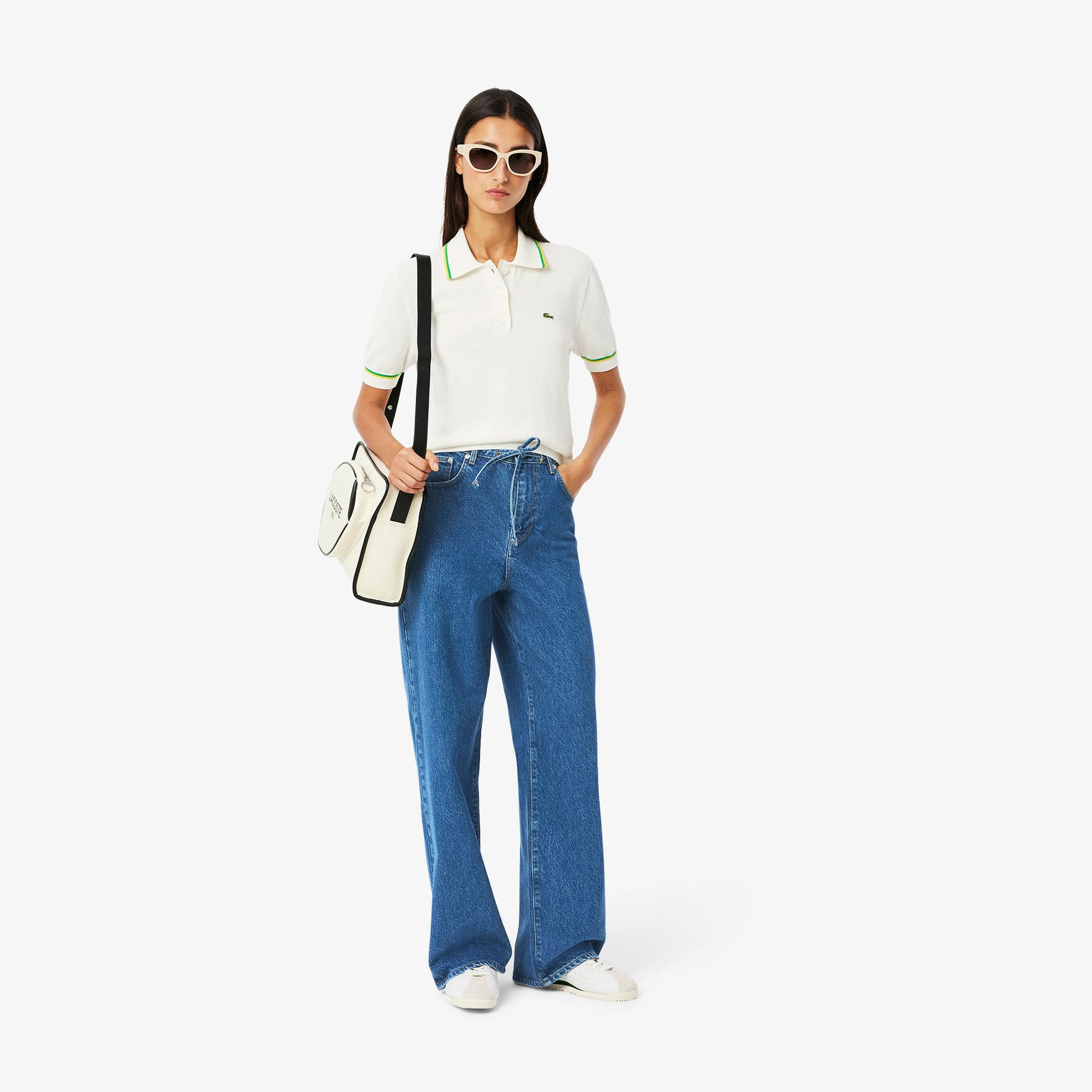 Lacoste Kadın Wide Leg Mavi Jean Pantolon