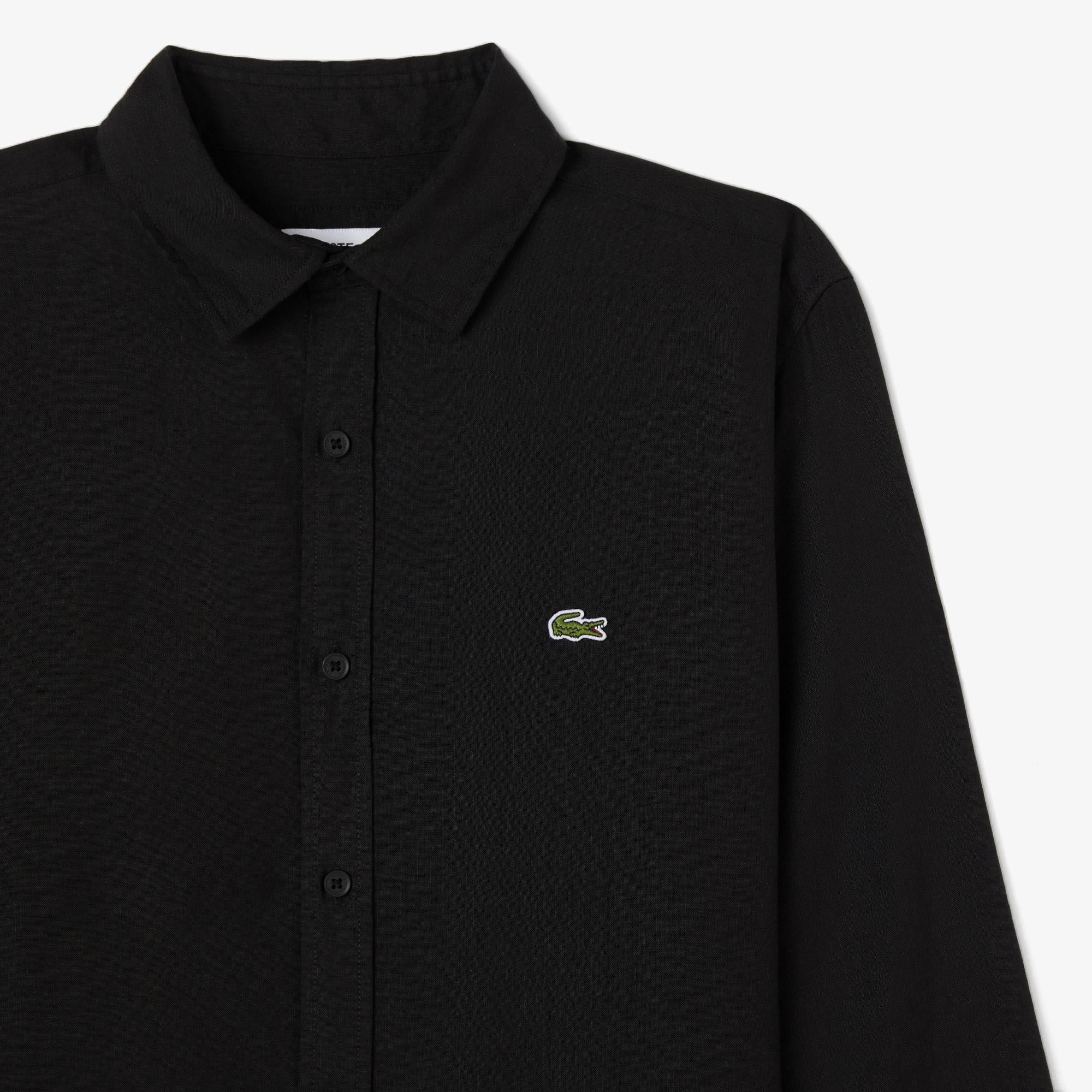 Lacoste Erkek Regular Fit Keten Siyah Gömlek