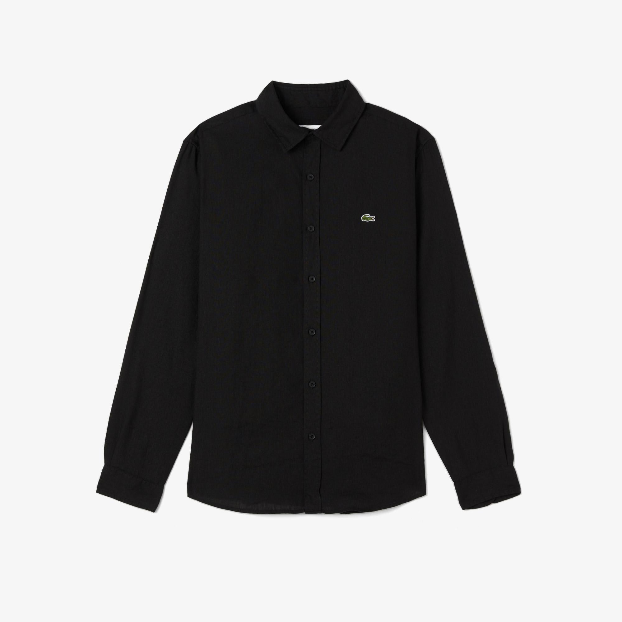 Lacoste Erkek Regular Fit Keten Siyah Gömlek