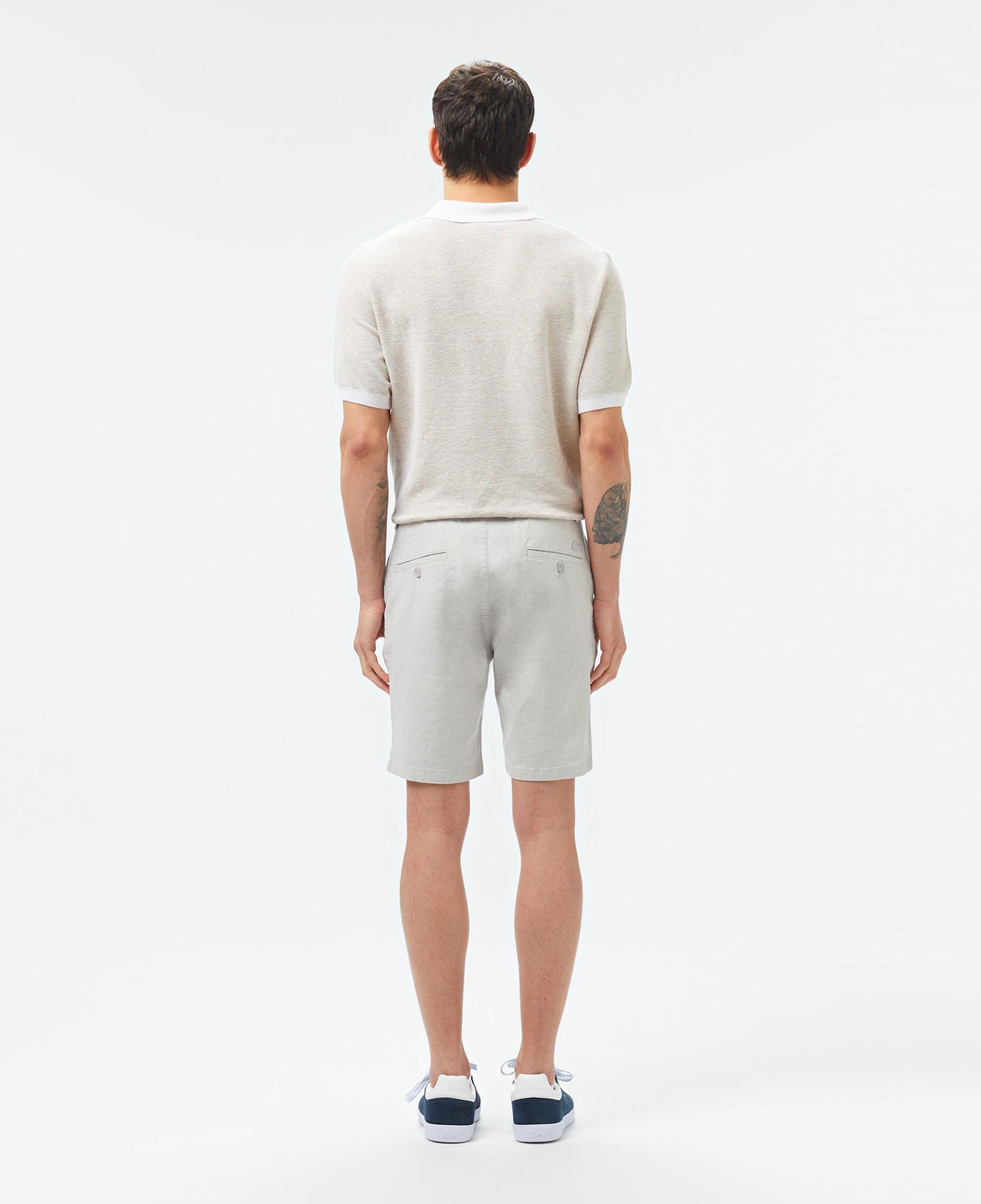 Erkek Regular Fit Keten Gri Bermuda Şort