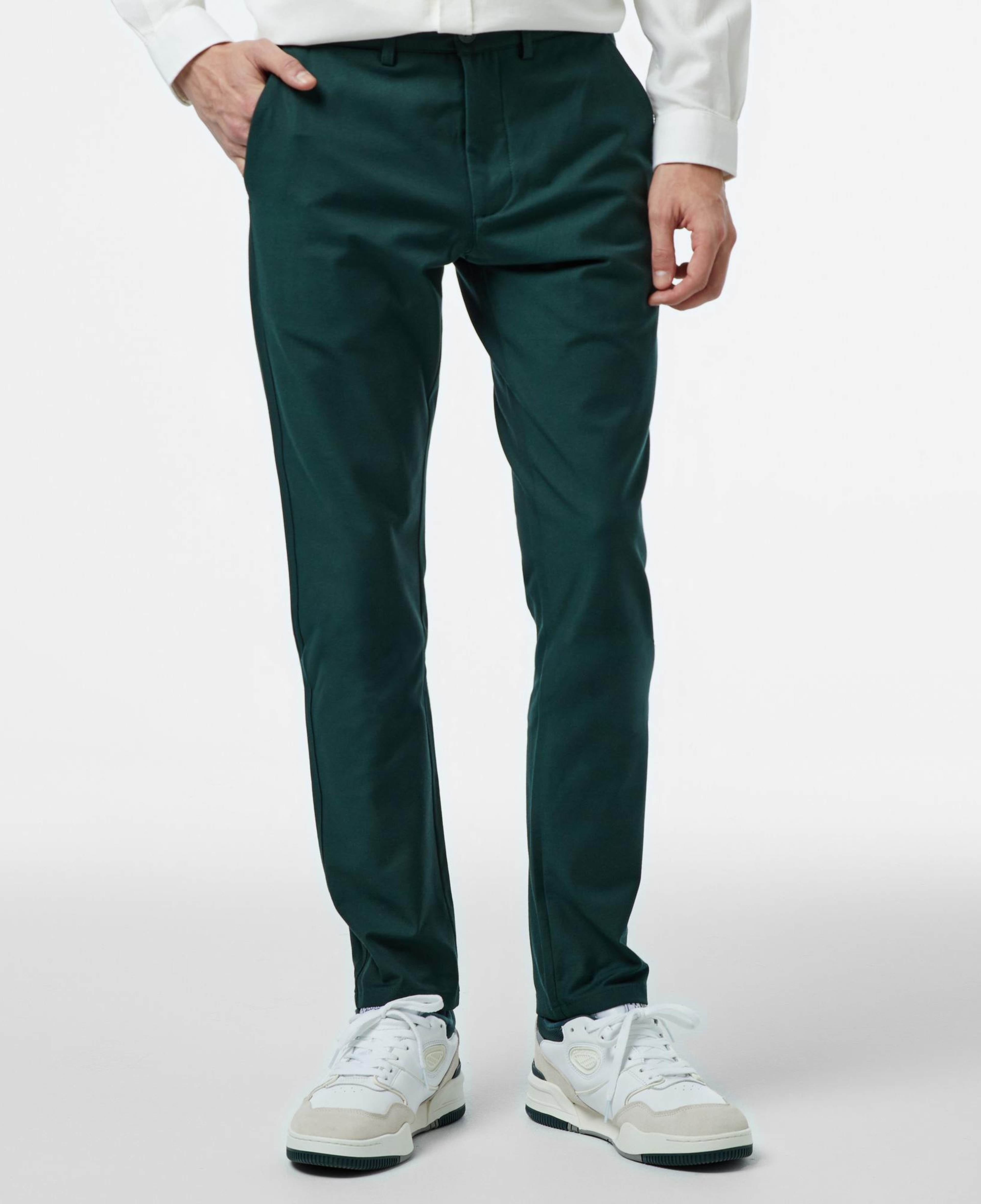 Erkek Slim Fit Chino Koyu Yeşil Pantolon