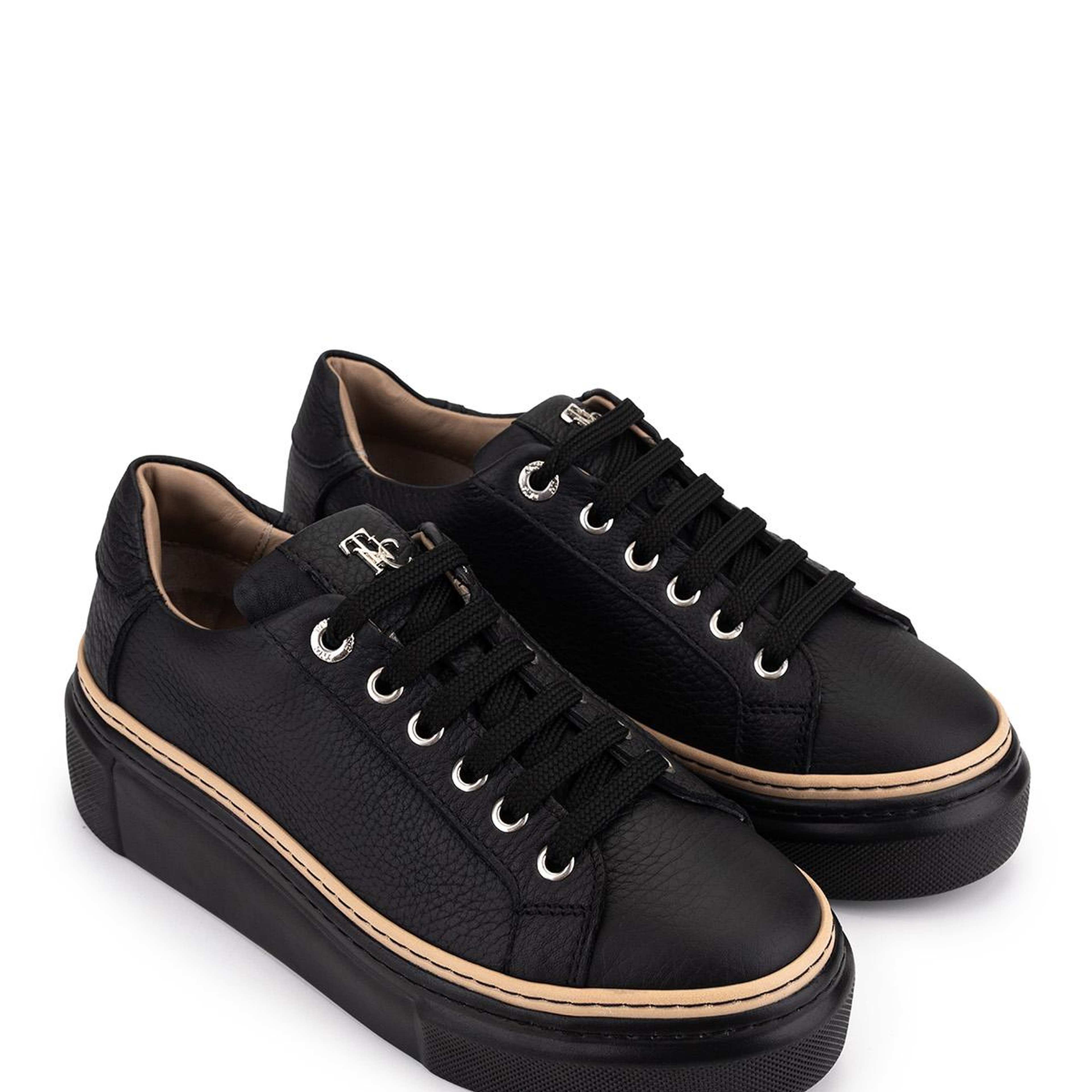 Tamer Tanca Kadın Hakiki Deri Siyah Floter Sneakers & Spor Ayakkabı