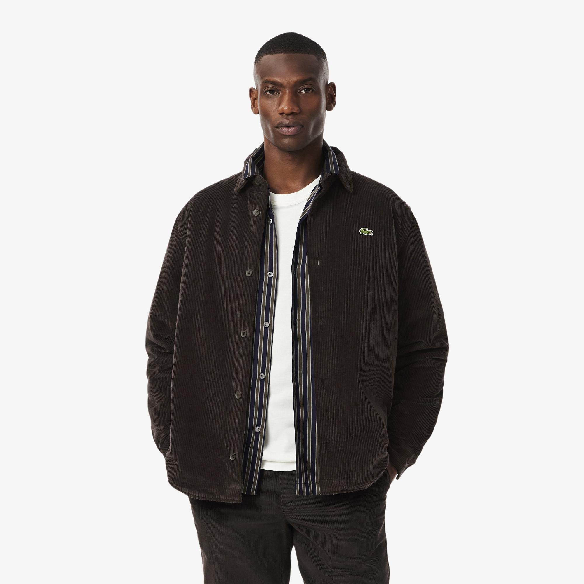Erkek Relaxed Fit Kadife Kahverengi Dış Gömlek