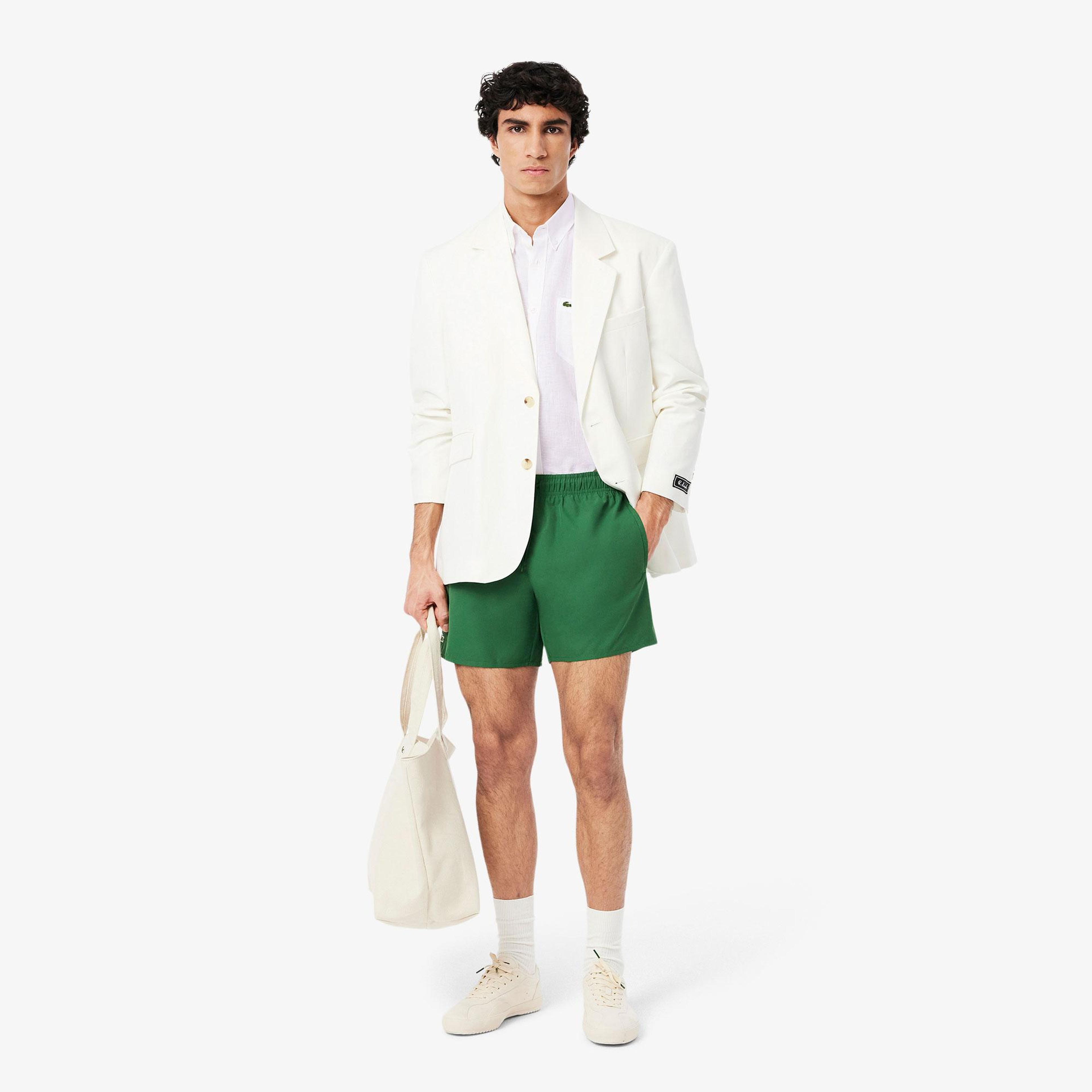 Lacoste Erkek Regular Fit Kısa Kollu Düğmeli Yaka Keten Beyaz Gömlek