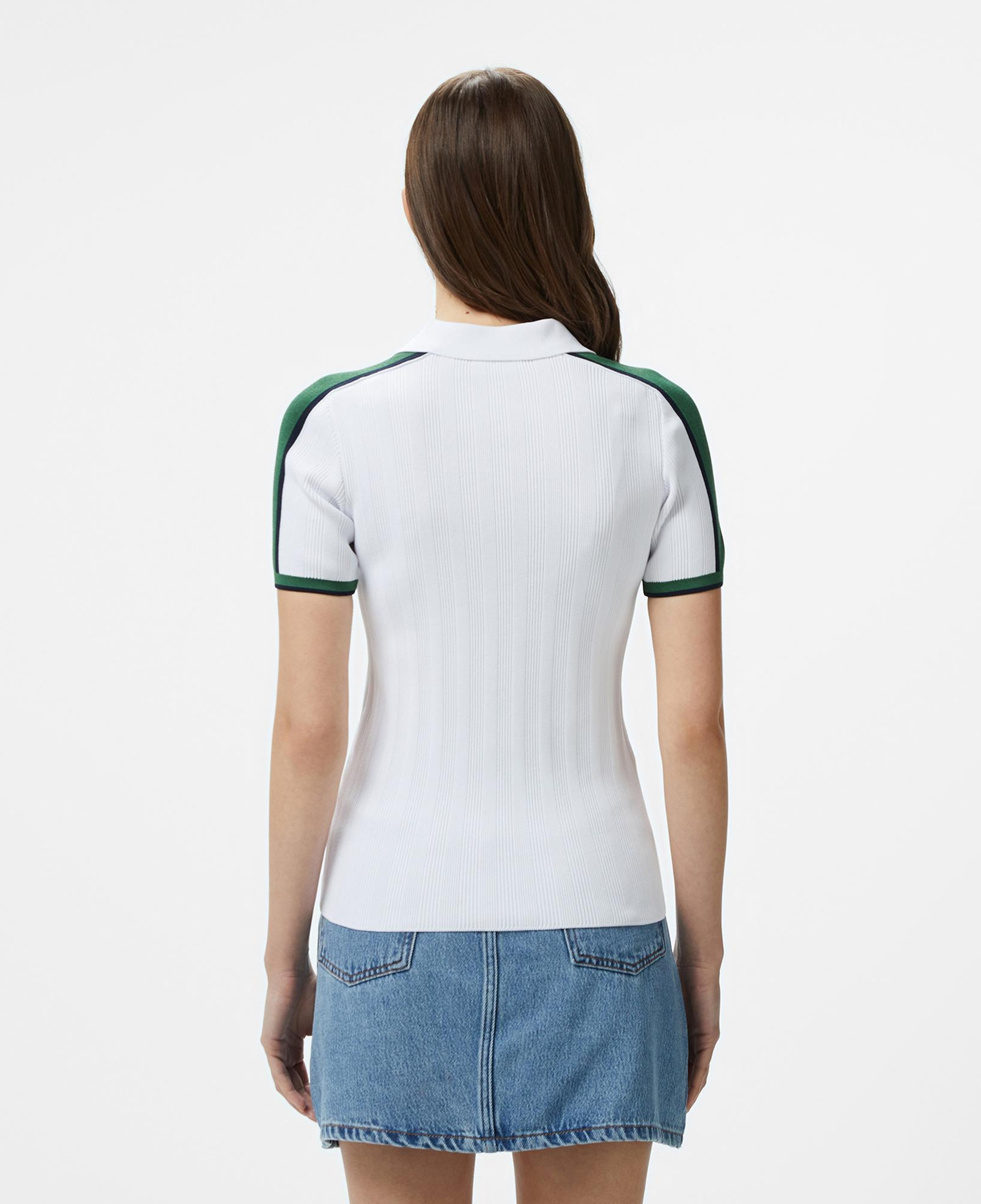 Kadın Slim Fit Kısa Kollu Yarım Fermuarlı Beyaz Polo