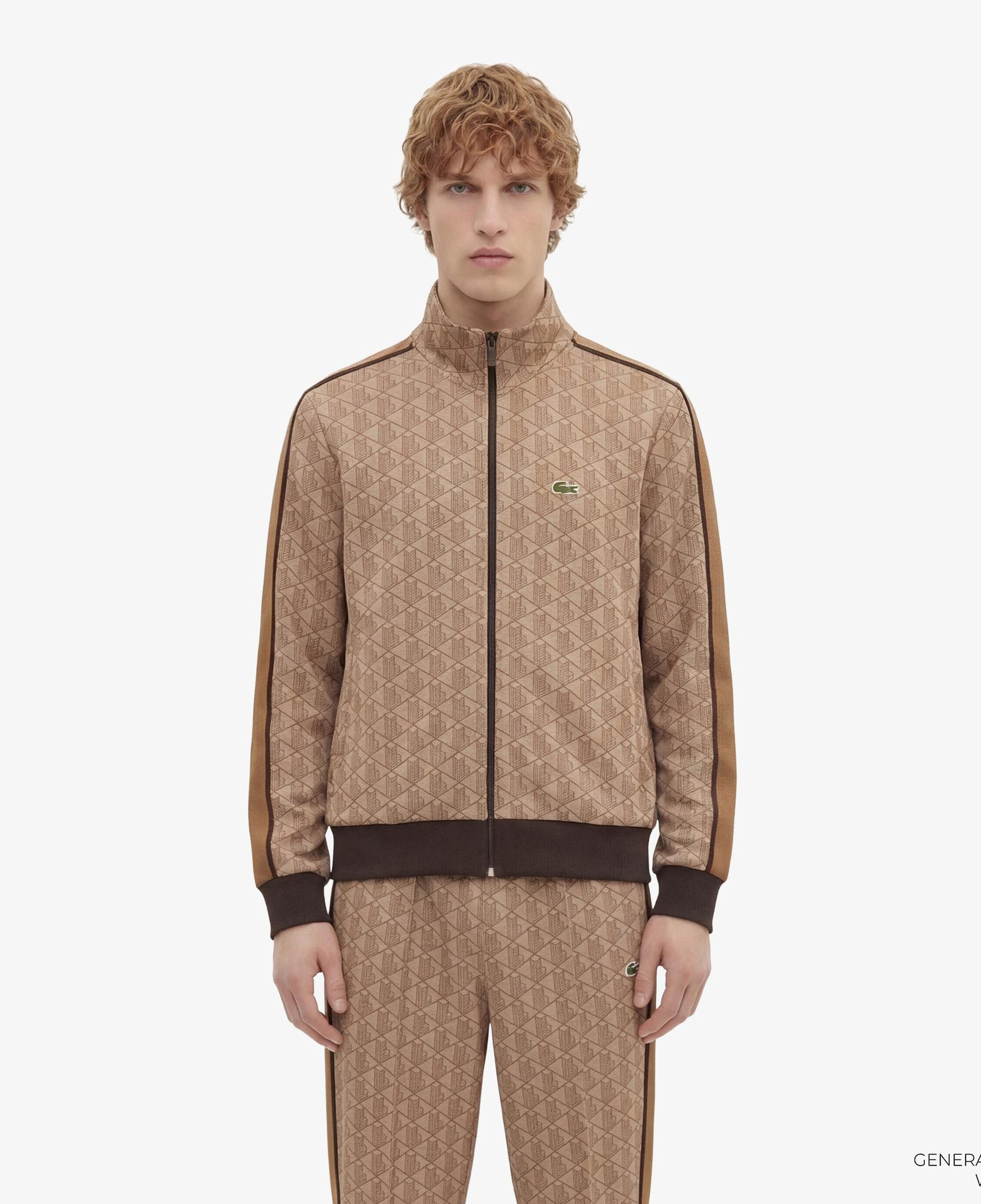 Lacoste Erkek Regular Fit Fermuarlı Monogram Kahverengi Sweatshirt
