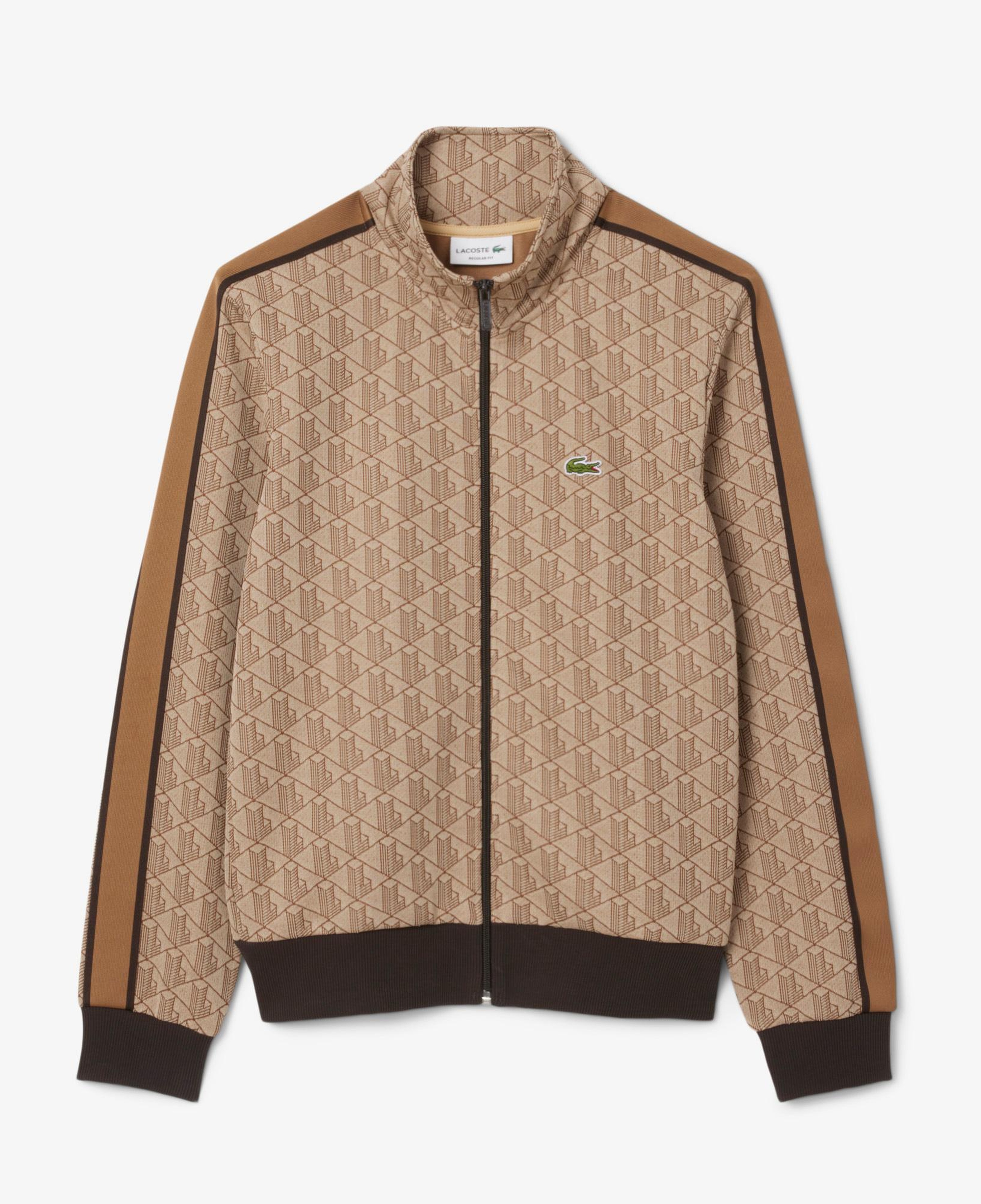 Lacoste Erkek Regular Fit Fermuarlı Monogram Kahverengi Sweatshirt