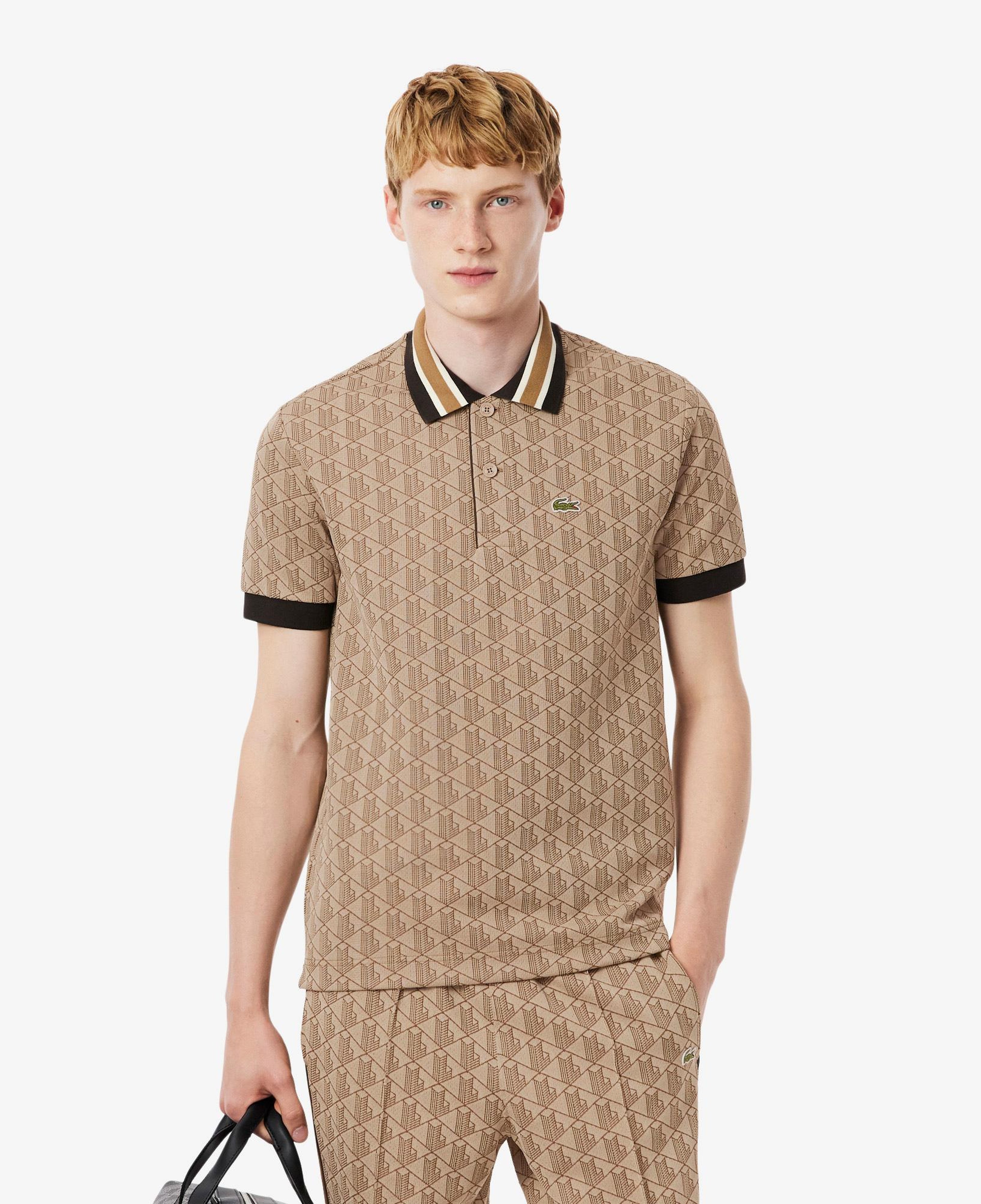 Lacoste Erkek Classic Fit Monogram Kahverengi Polo