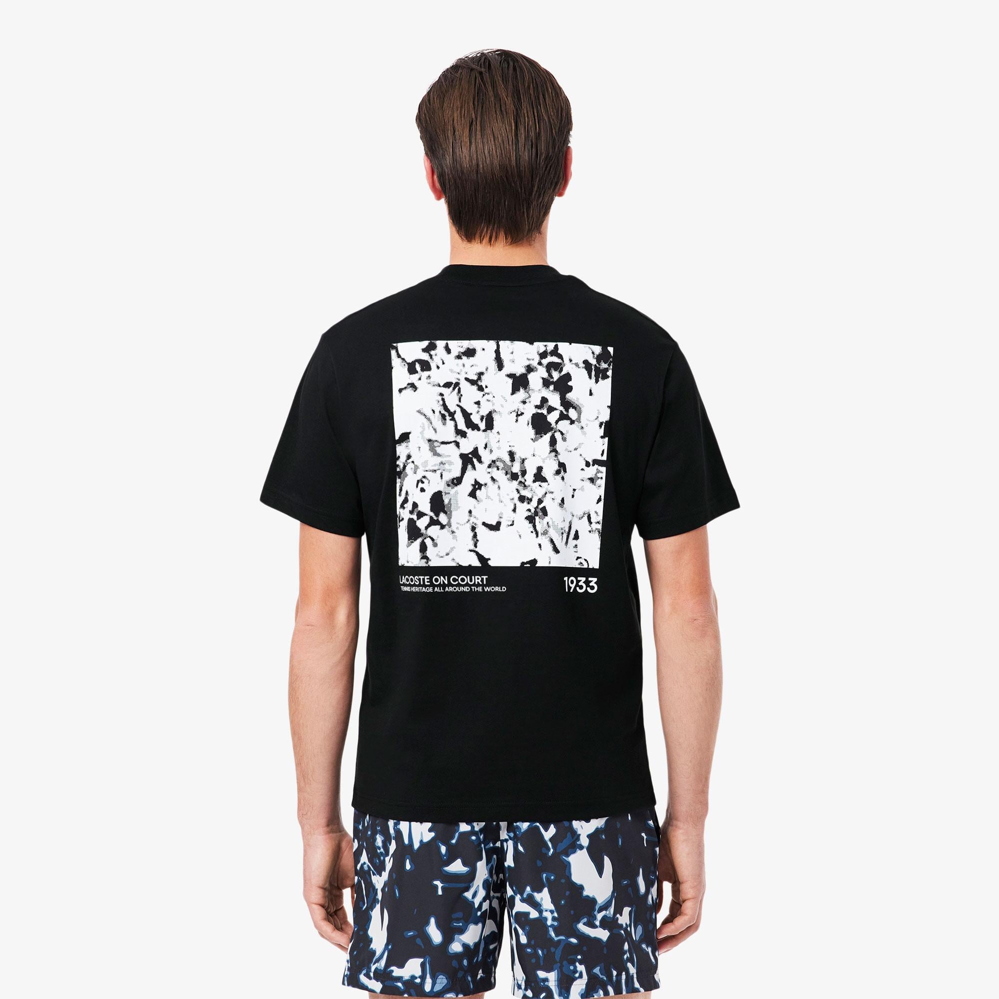Lacoste Print Motif Erkek Siyah T-Shirt