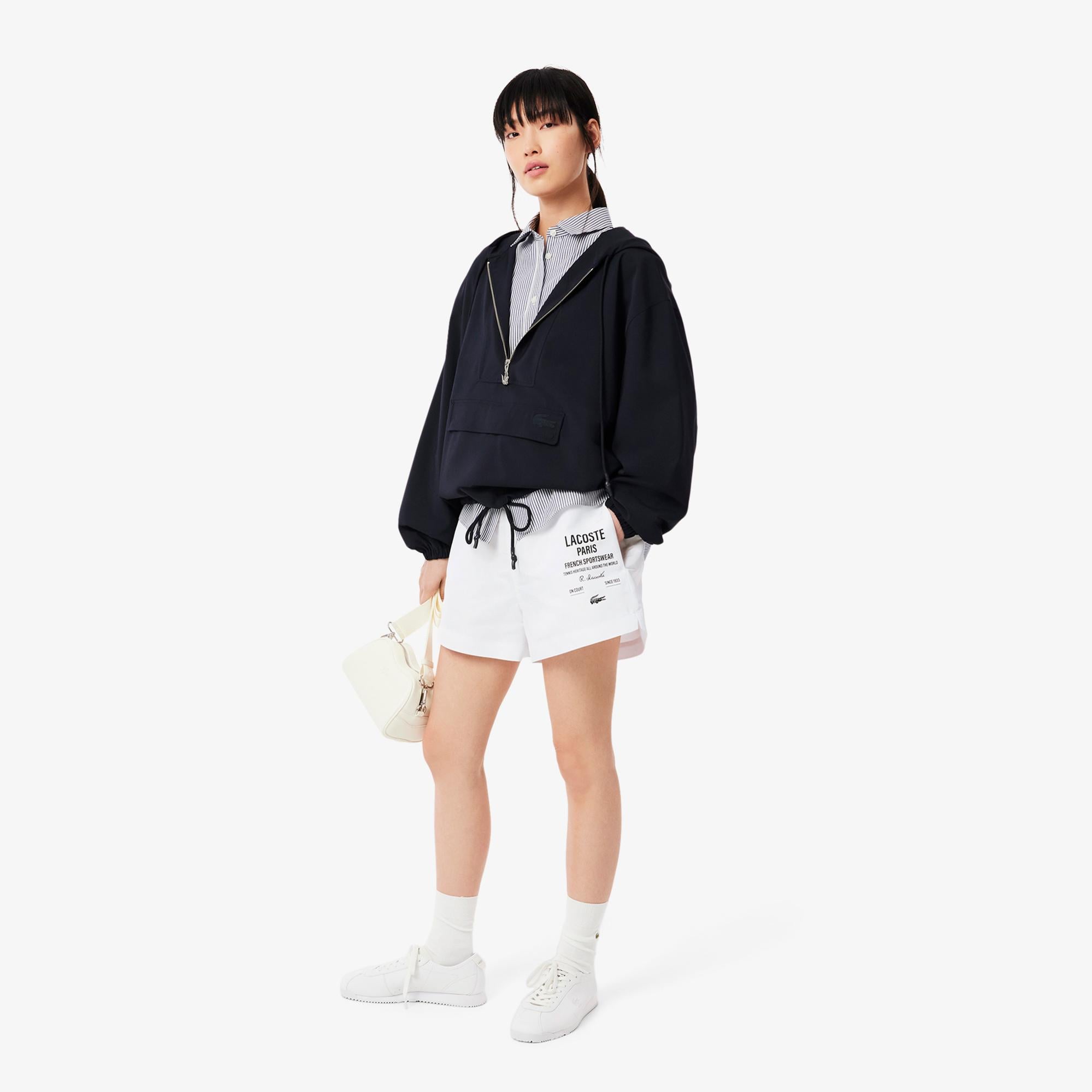 Lacoste Long Print Kadın Beyaz Şort
