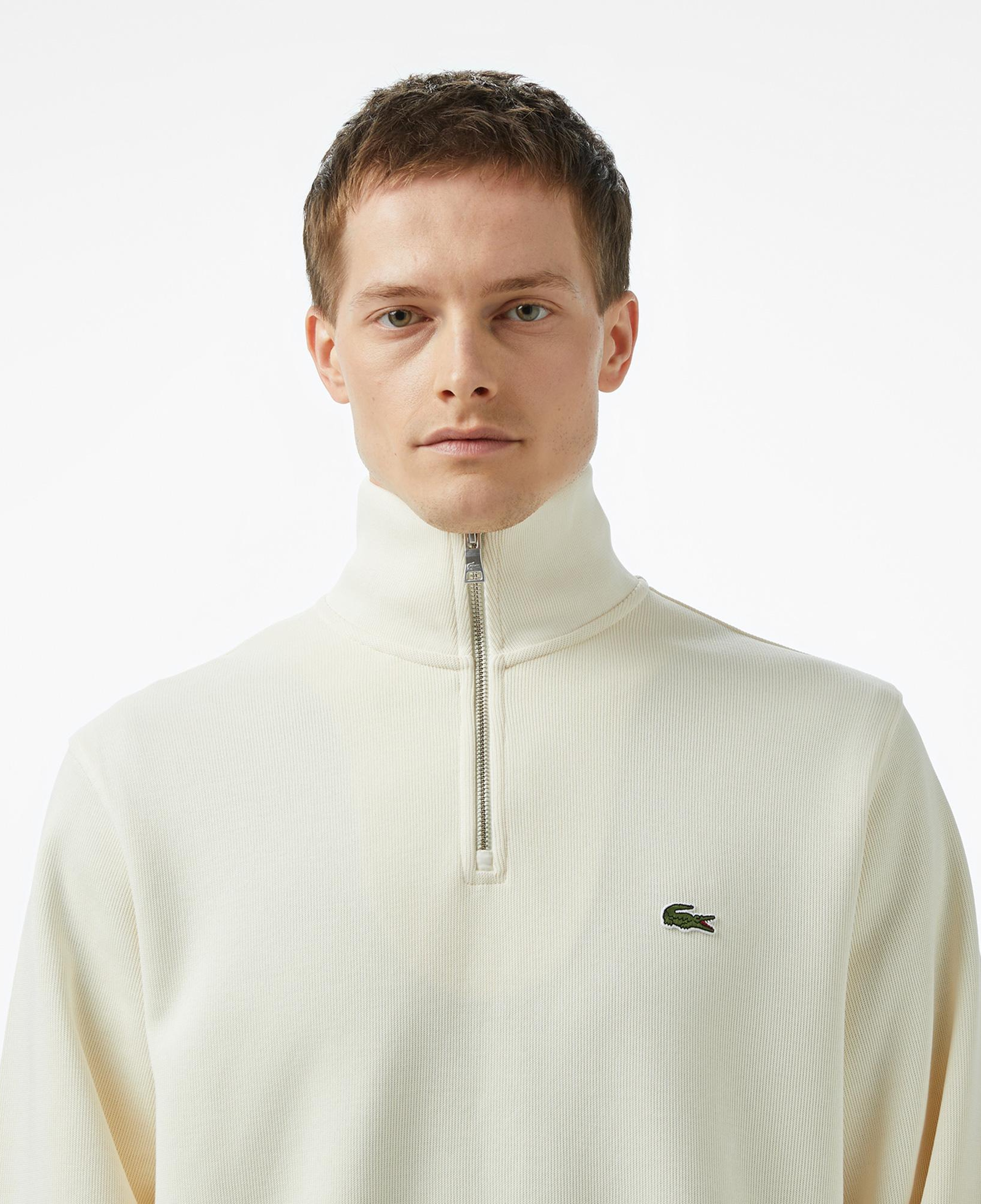 Lacoste Erkek Classic Fit Yarım Fermuarlı Krem Sweatshirt