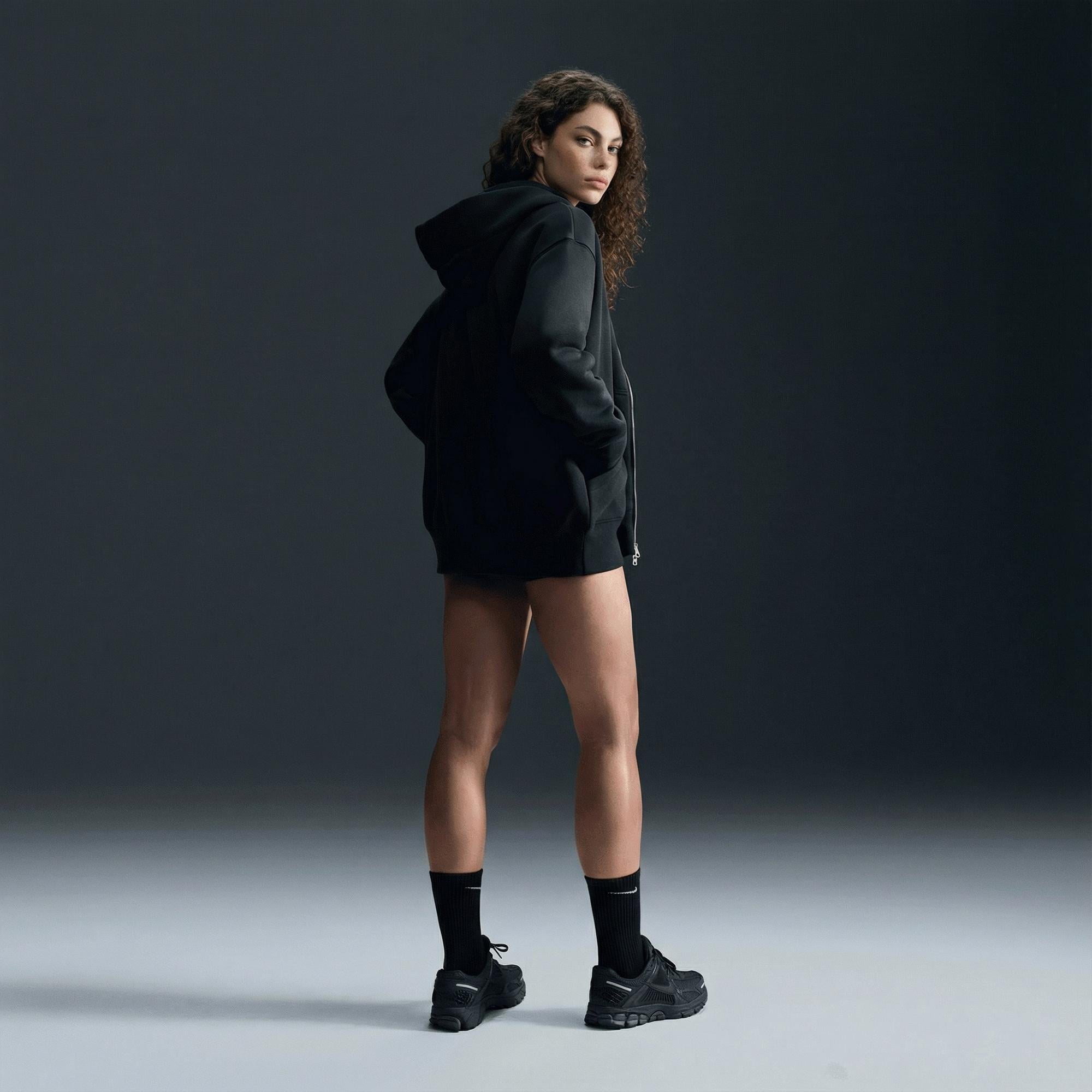 Nike Sportswear Phoenix Fleece Oversize Kadın Siyah Hoodie