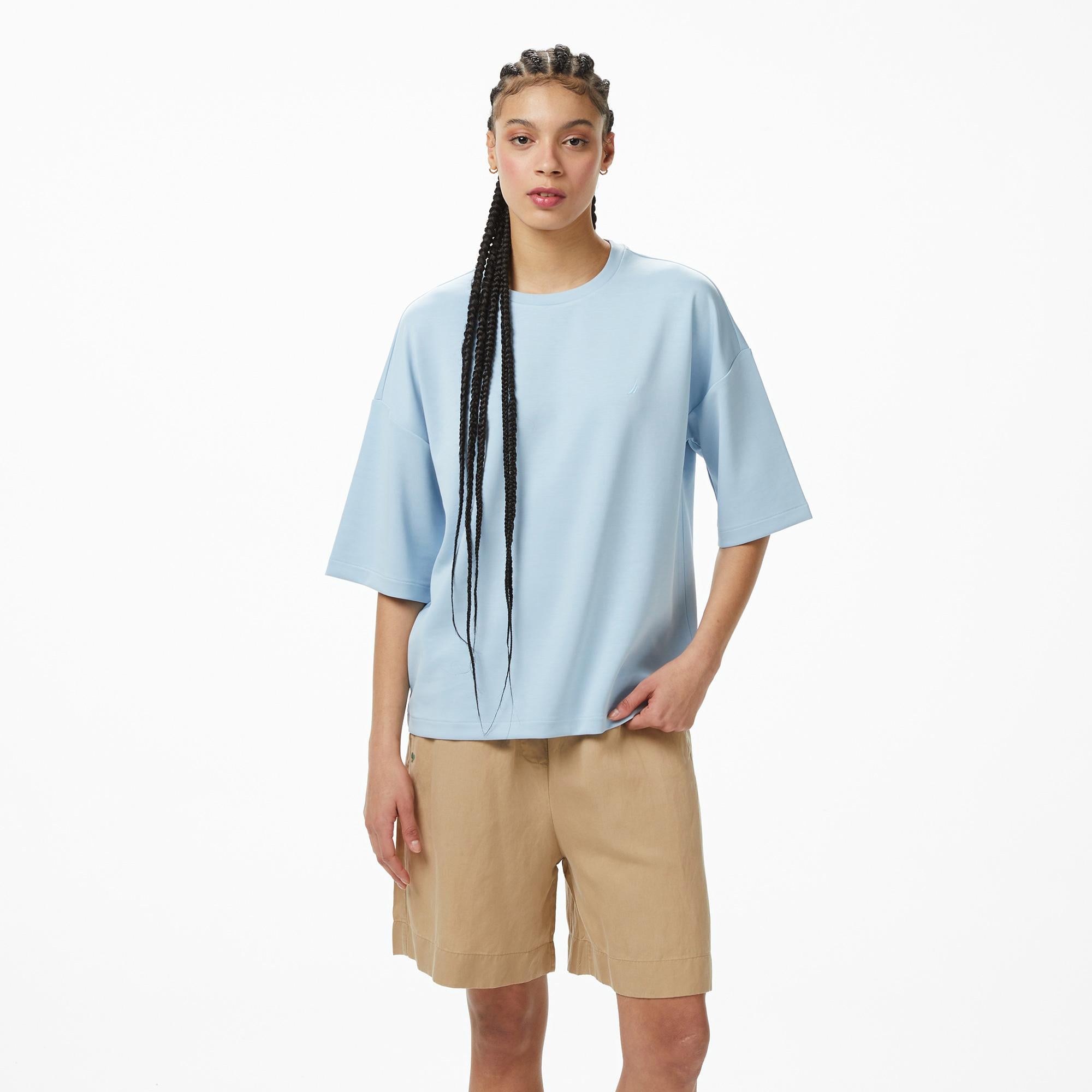Nautica Kadın Mavi Oversize Fit T-Shirt