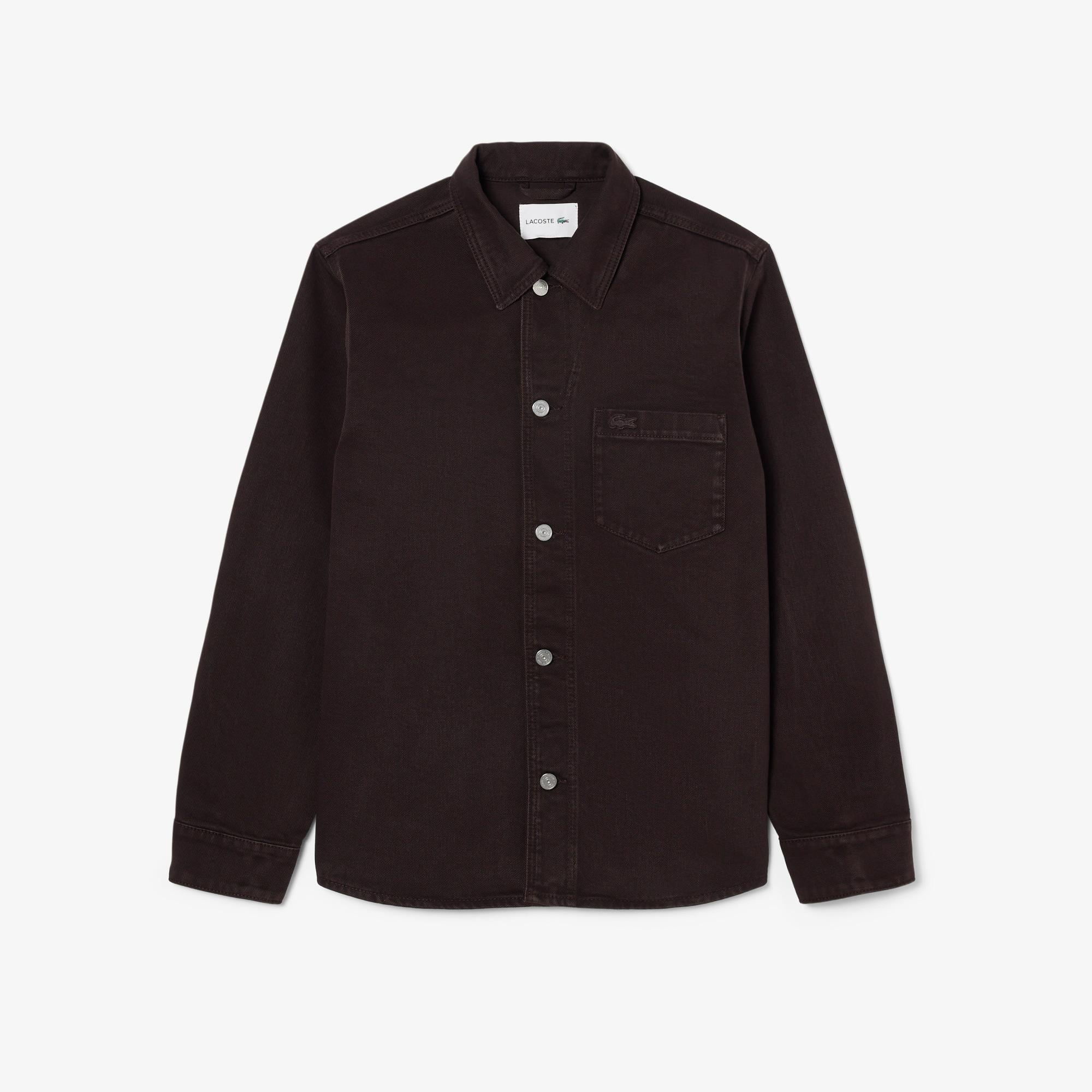 Lacoste Erkek Oversize Fit Denim Koyu Kahverengi Dış Gömlek