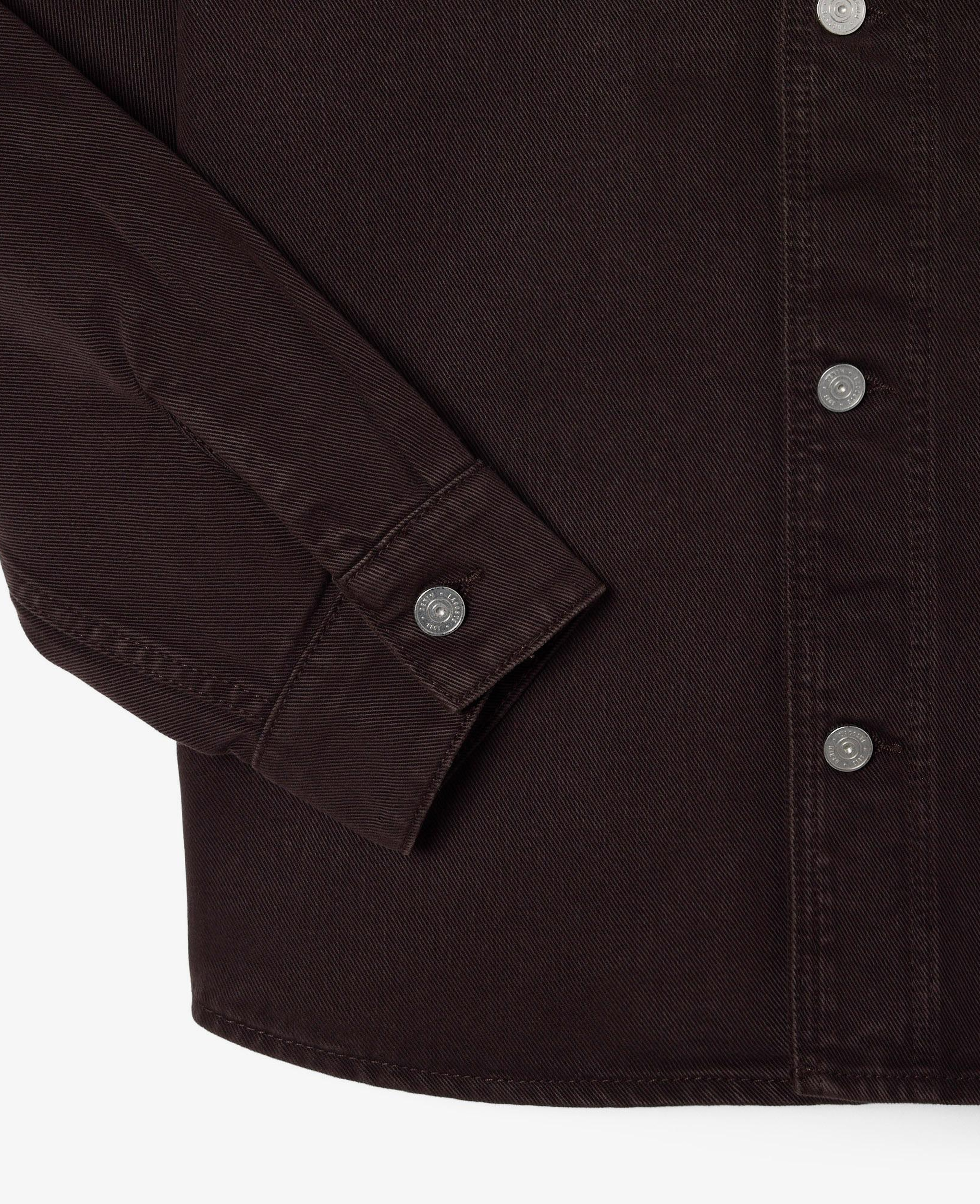 Erkek Oversize Fit Denim Koyu Kahverengi Dış Gömlek