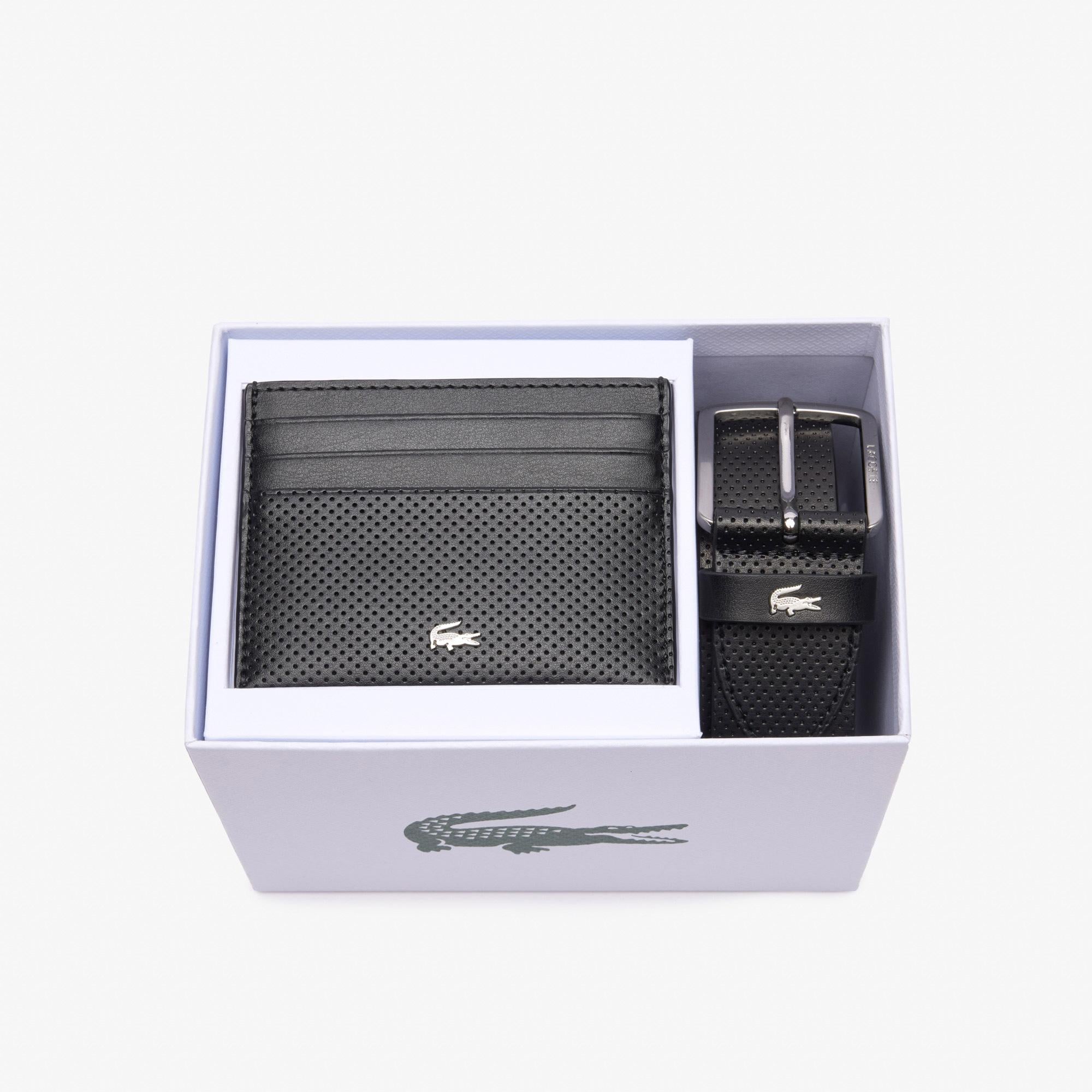 Lacoste Elegance Erkek Deri 2'li Siyah Hediye Seti
