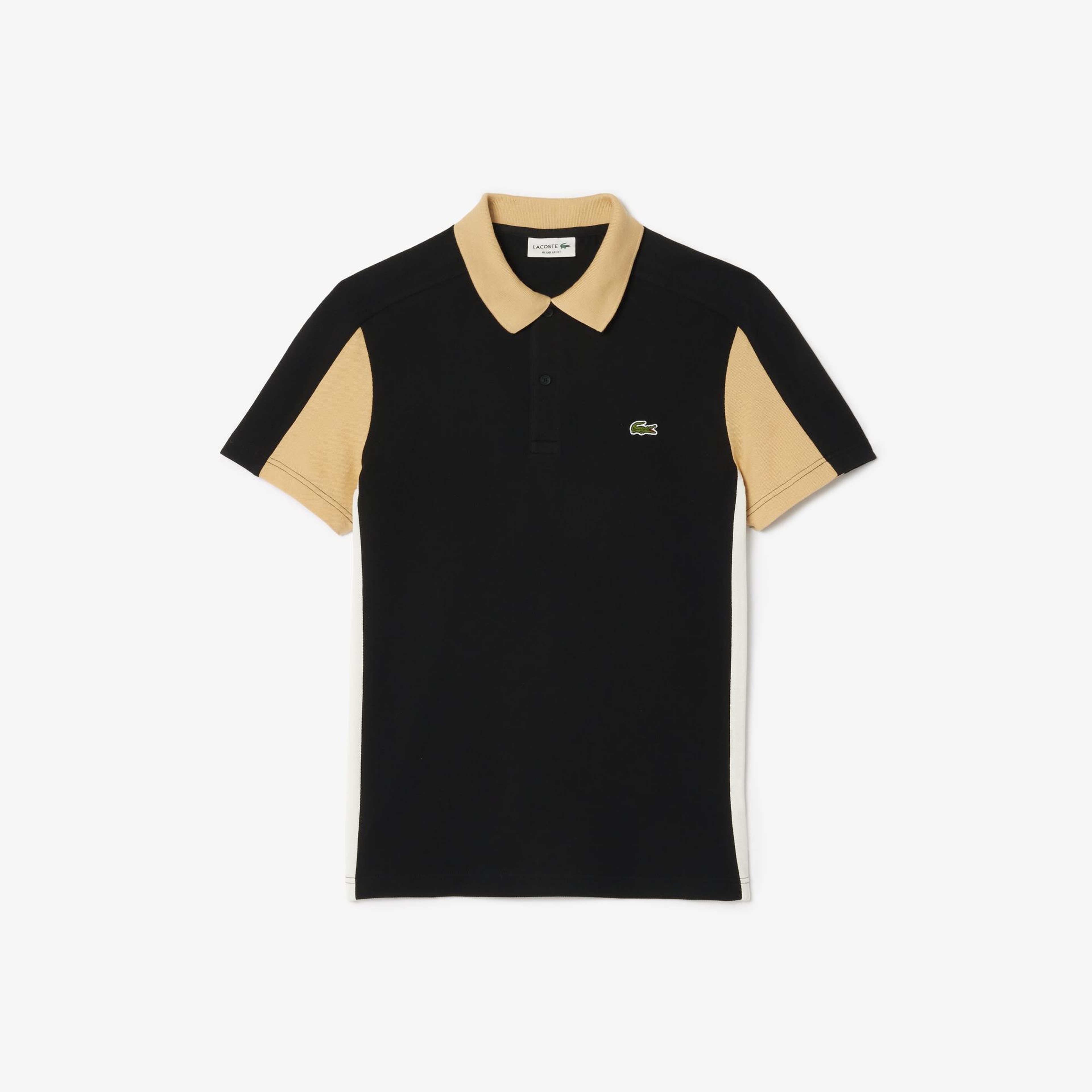Erkek Regular Fit Renk Bloklu Siyah Polo