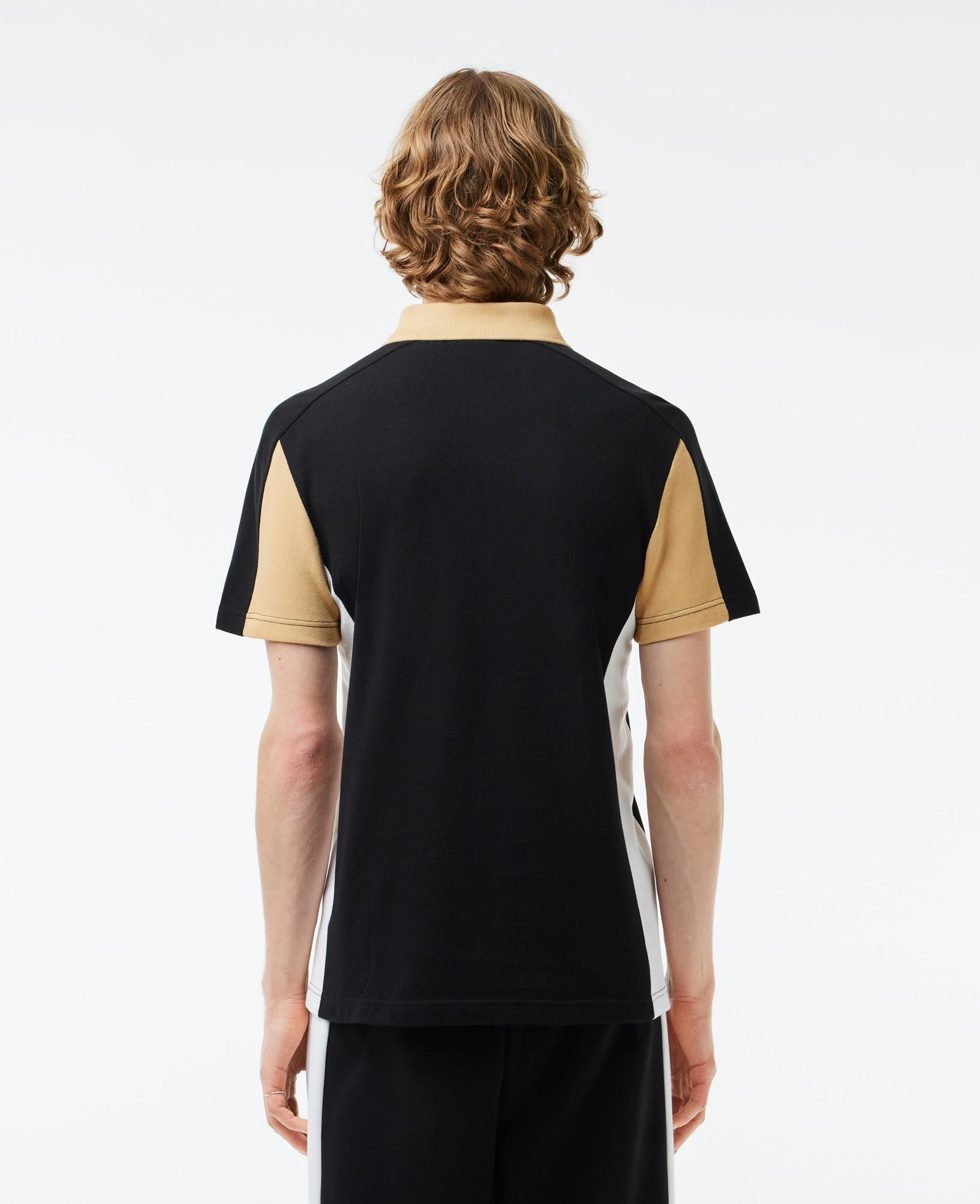 Erkek Regular Fit Renk Bloklu Siyah Polo